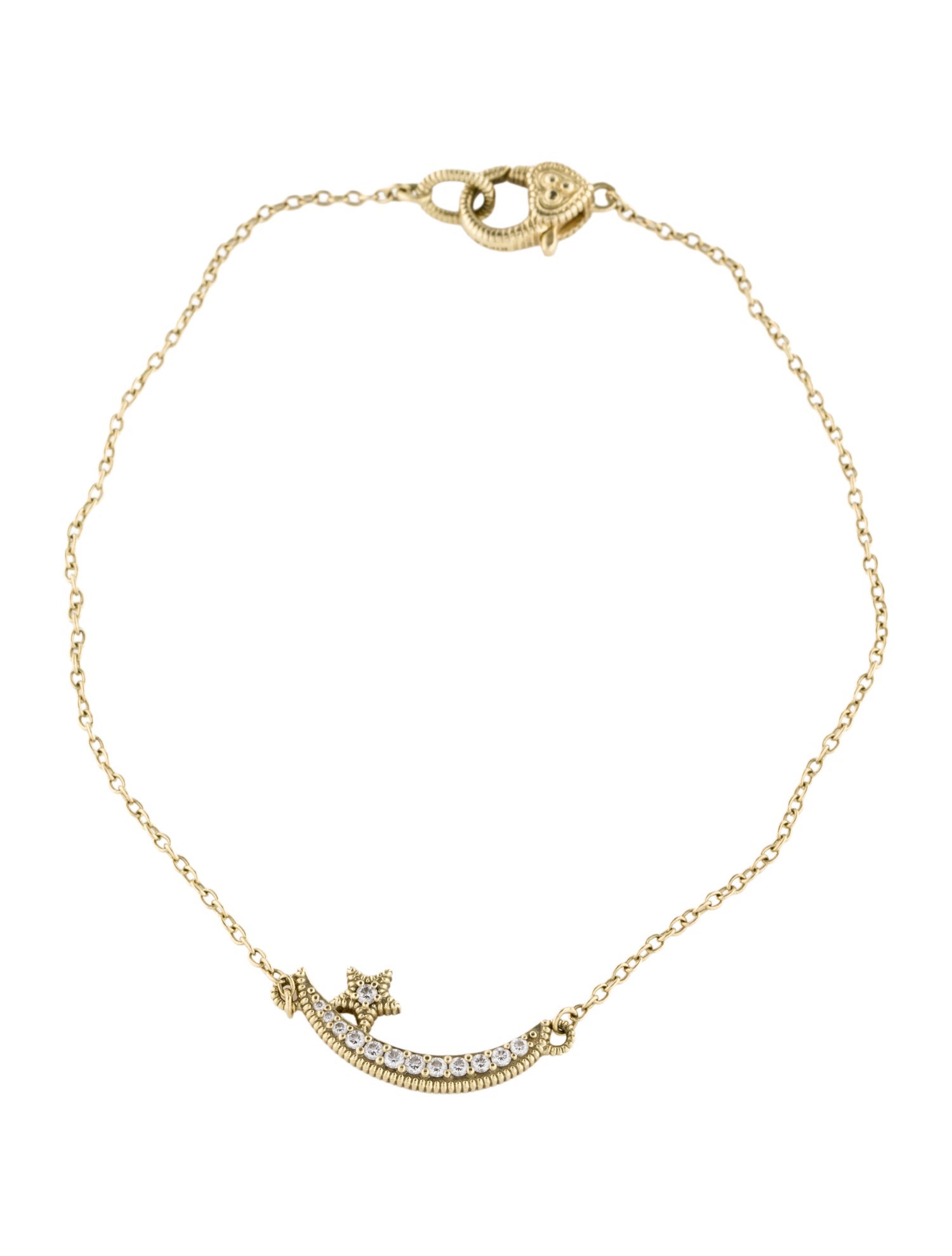 Judith Ripka 14K Diamond Moon & Star Charm Bracelet