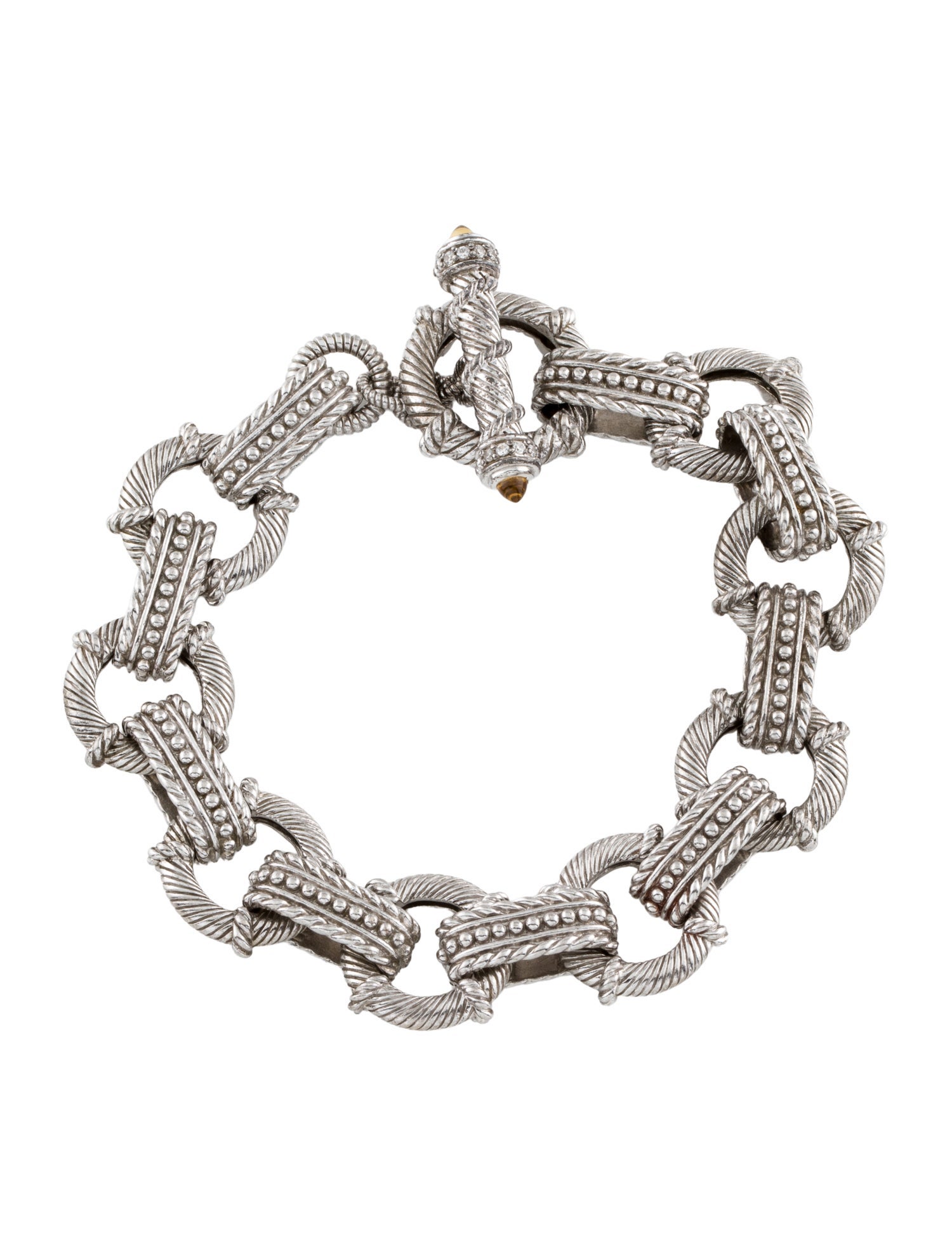 Judith Ripka Cubic Zirconia & Citrine Link Bracelet