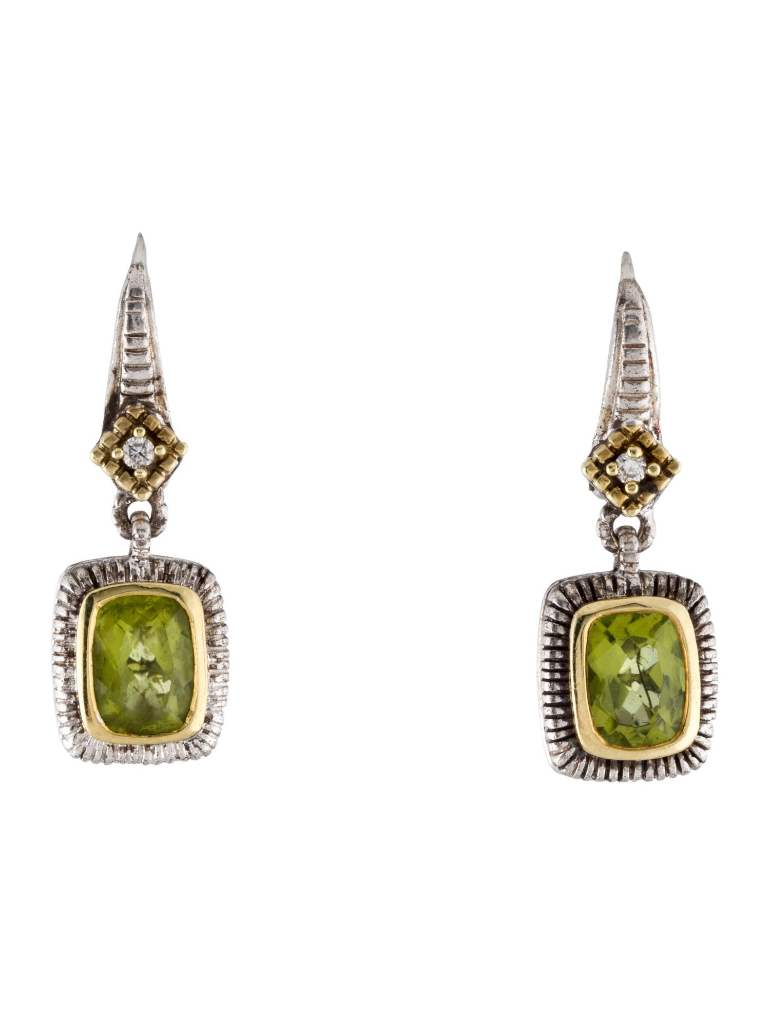 Judith Ripka Peridot & Diamond Drop Earrings