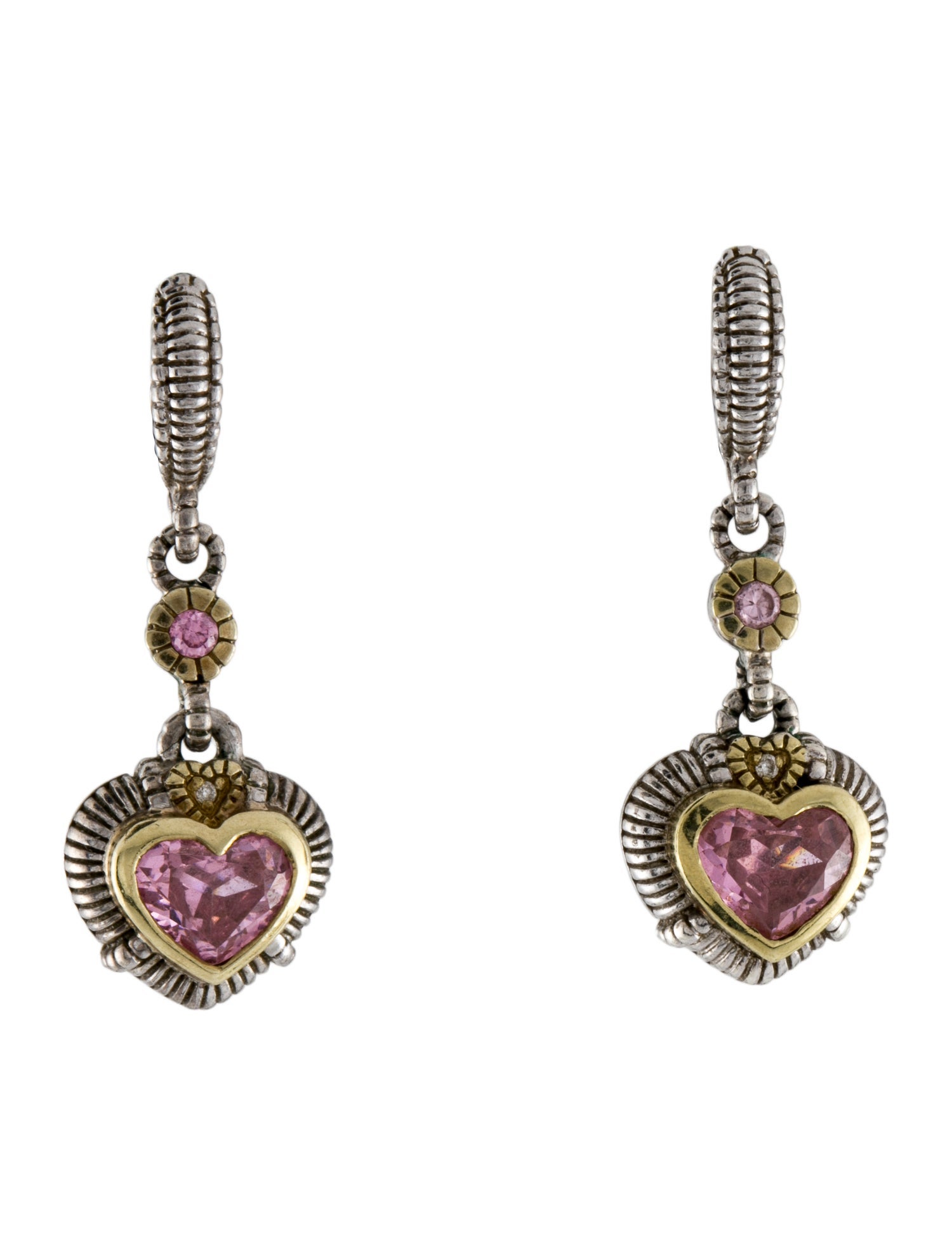 Judith Ripka Cubic Zirconia & Diamond Heart Drop Earrings