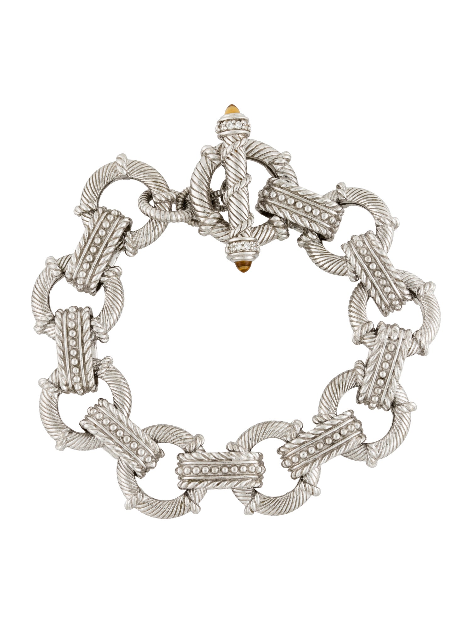 Judith Ripka Cubic Zirconia & Citrine Link Toggle Bracelet