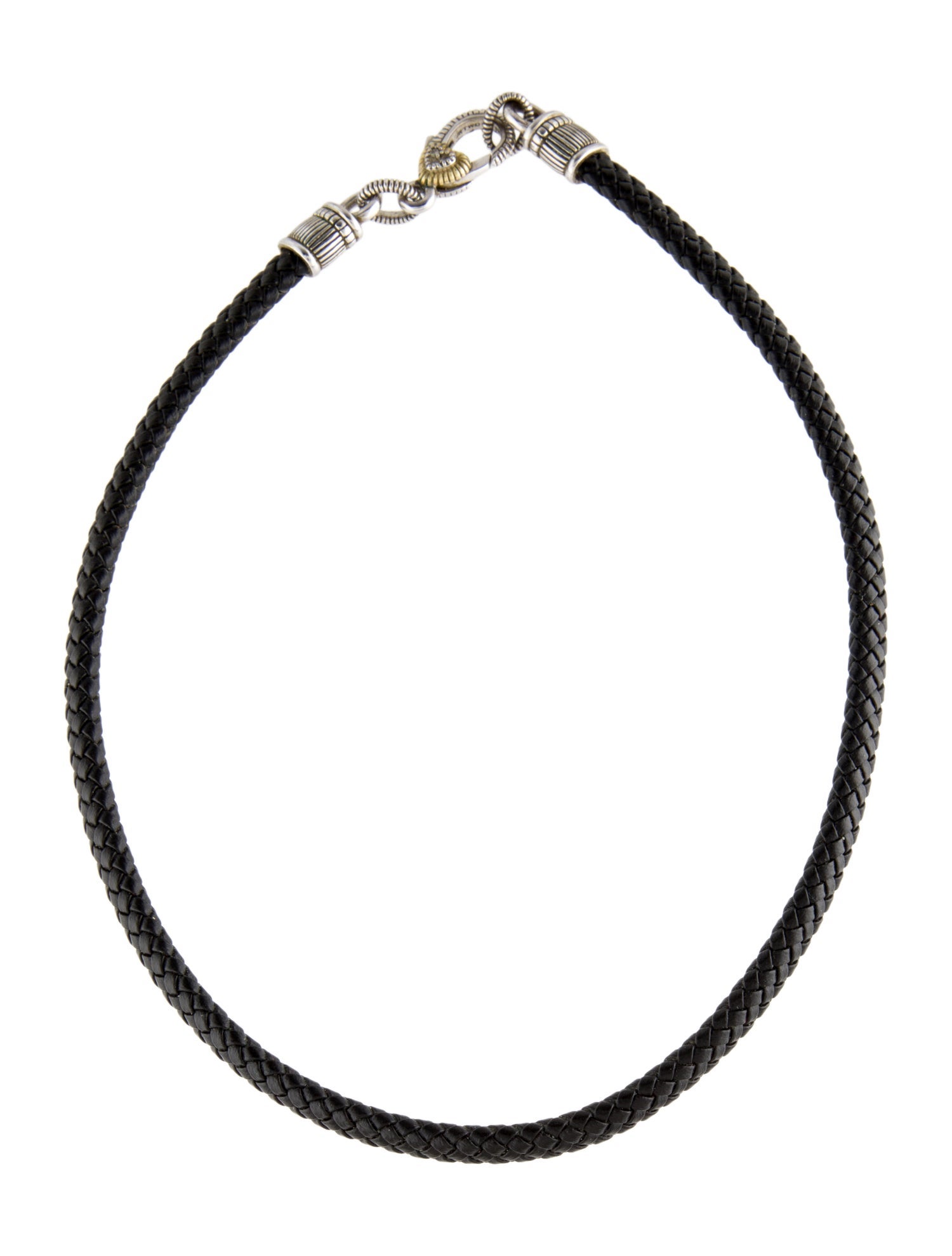 Judith Ripka Two-Tone Diamond Leather Heart Collar Necklace