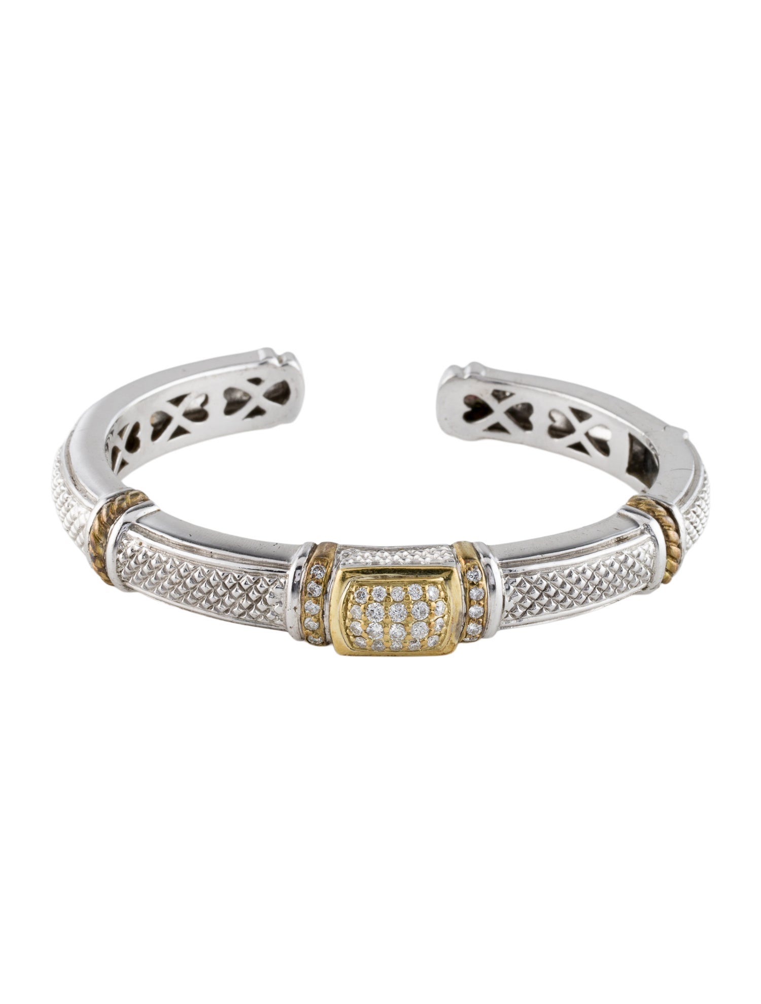 Judith Ripka Diamond Two-Tone Cuff Bracelet