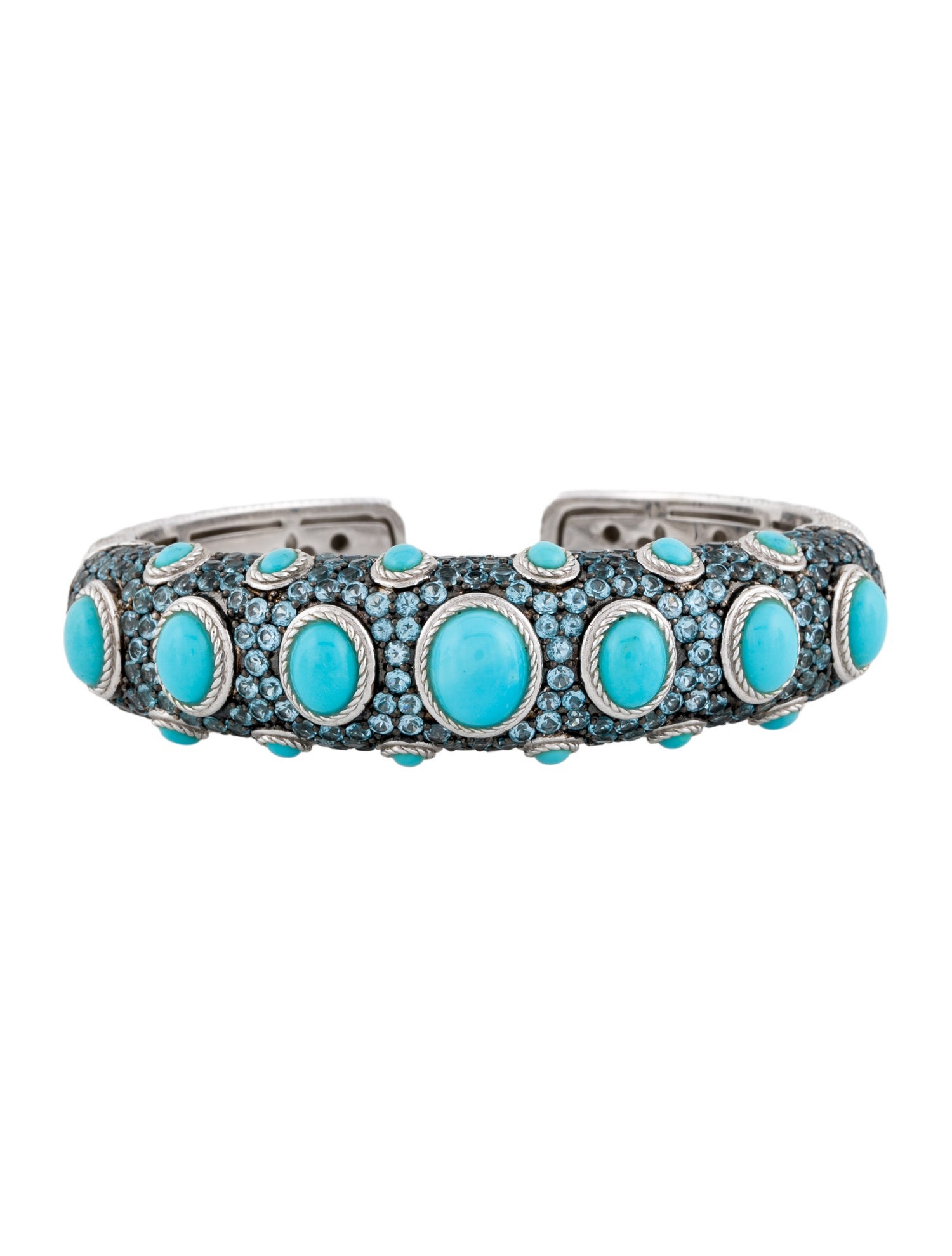 Judith Ripka Turquoise & Topaz Hinged Cuff