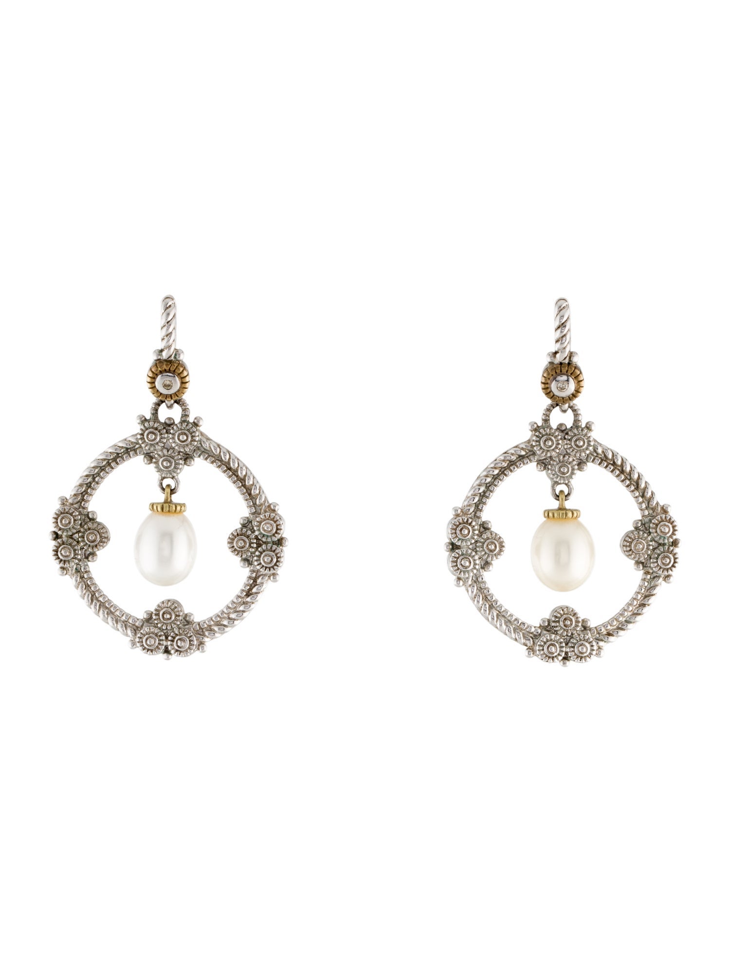Judith Ripka Two-Tone Pearl & Diamond Garland Drop Earrings