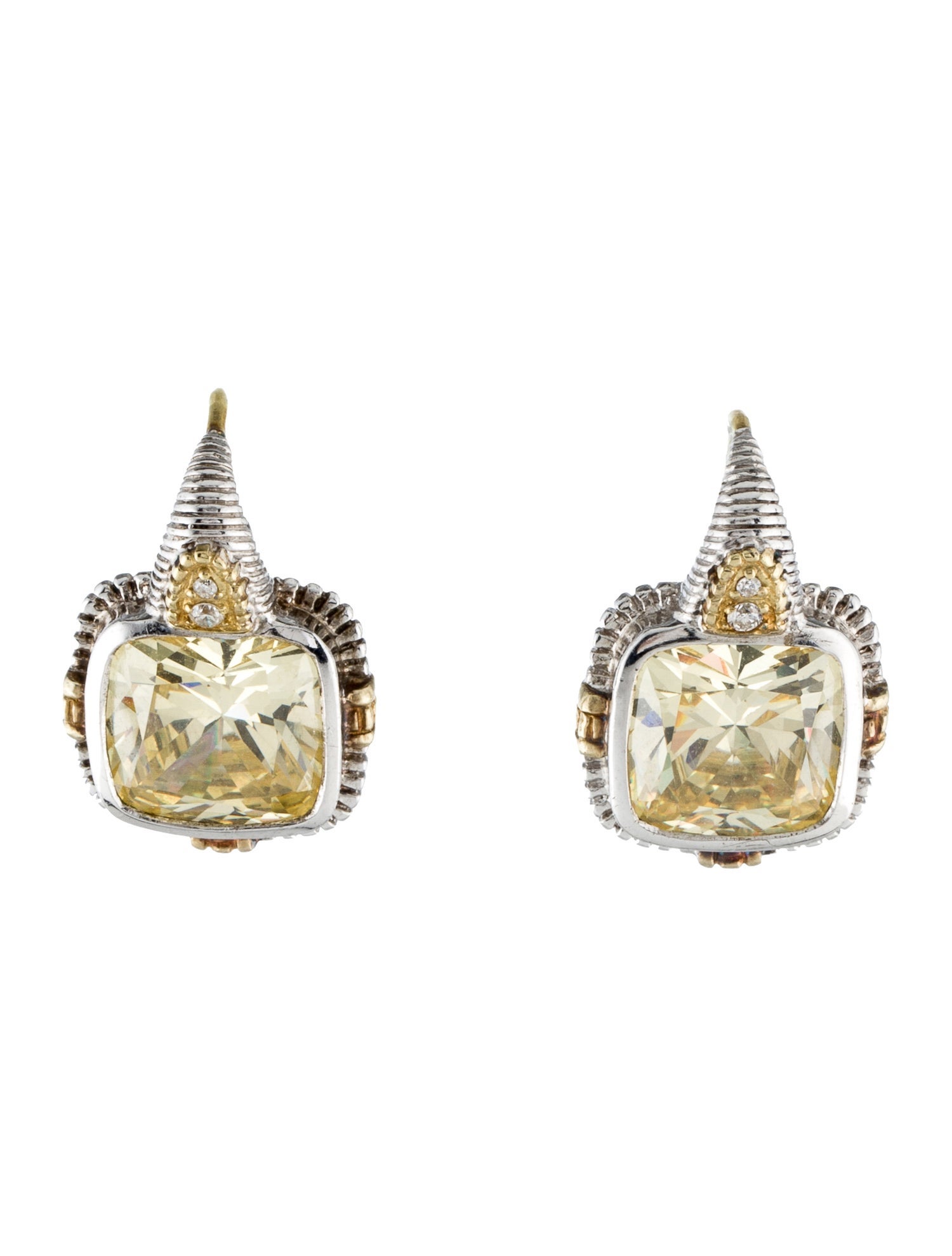 Judith Ripka Cubic Zirconia & Diamond Drop Earrings
