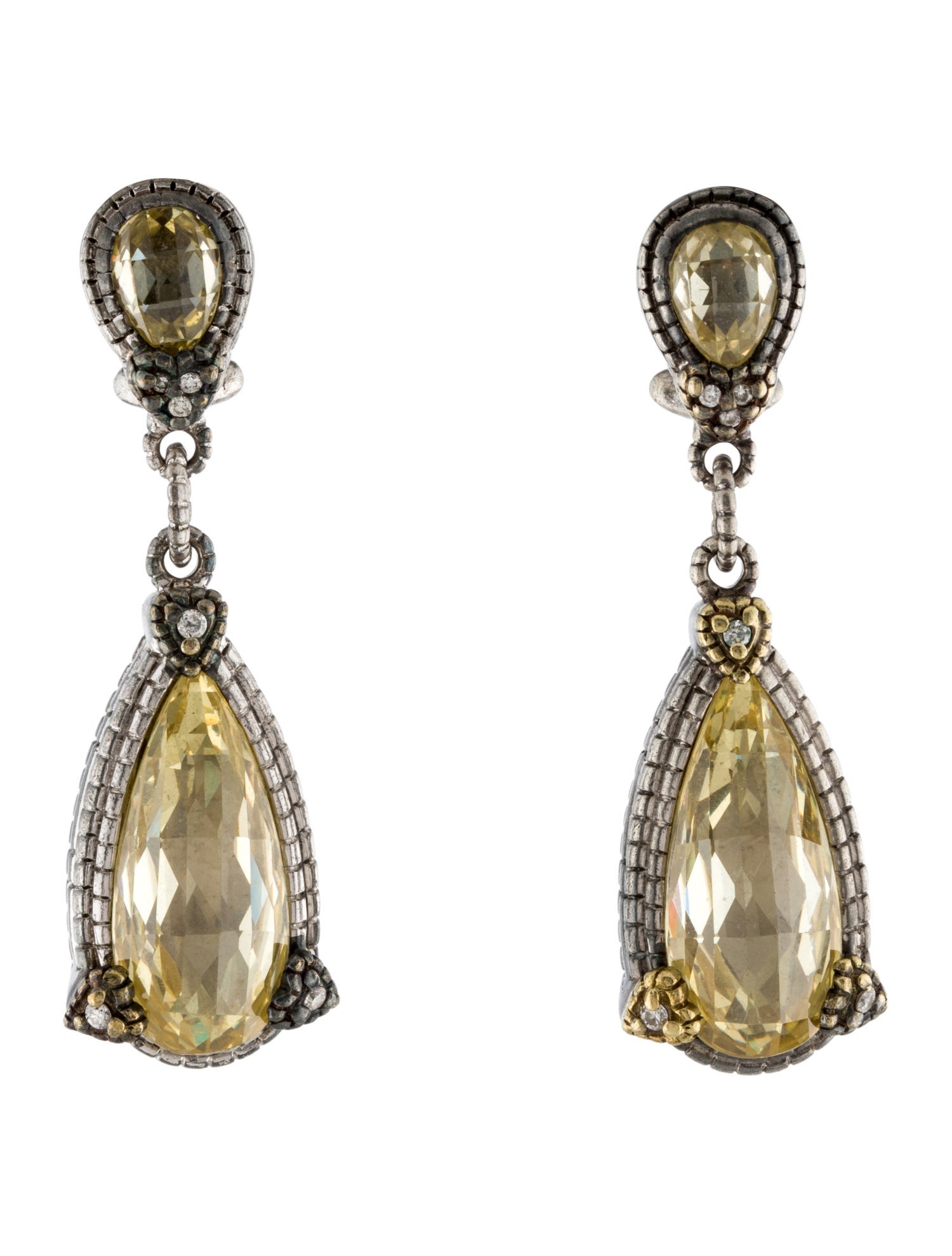 Judith Ripka Cubic Zirconia & Diamond Drop Earrings