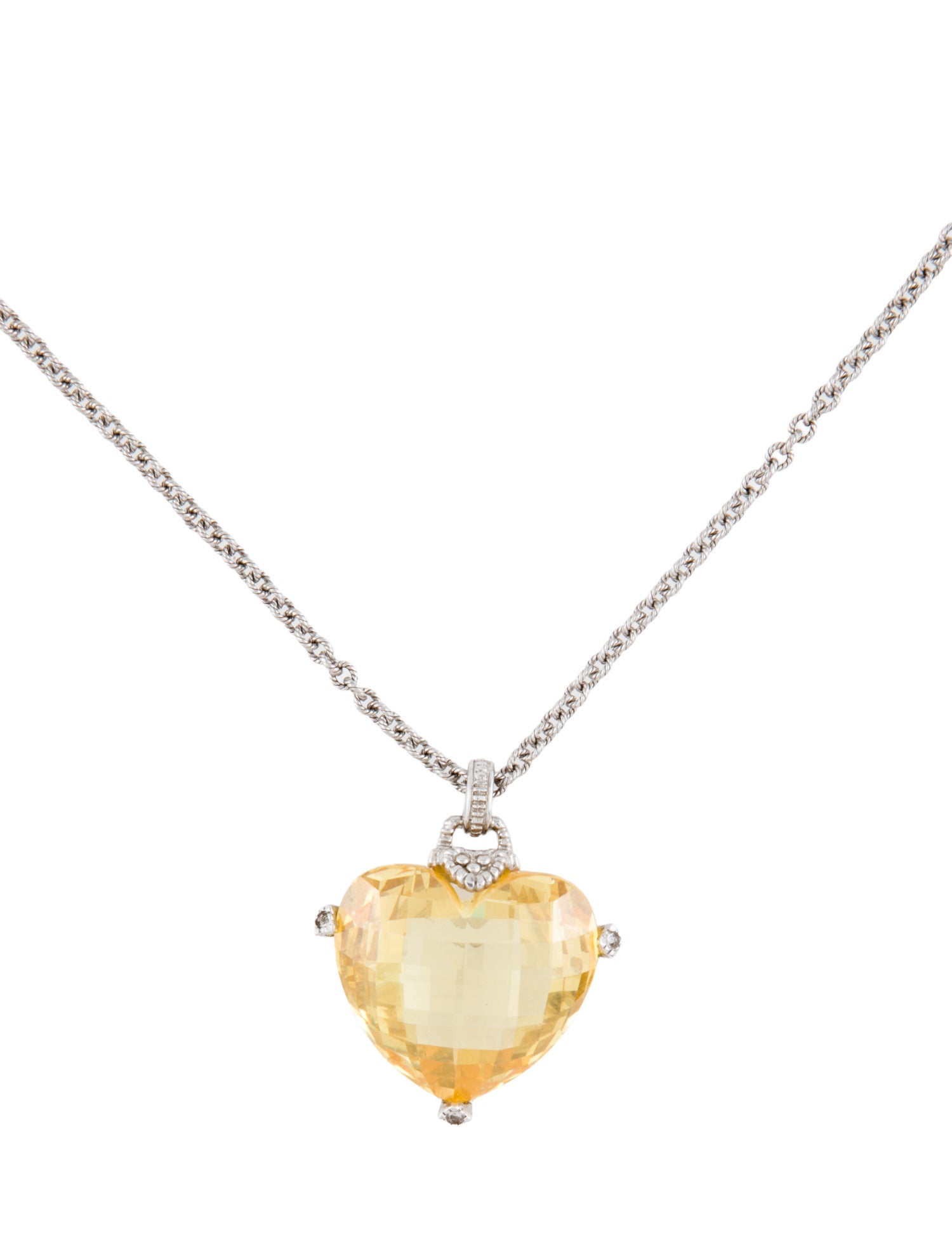 Judith Ripka Cubic Zirconia & Diamond Heart Pendant Necklace