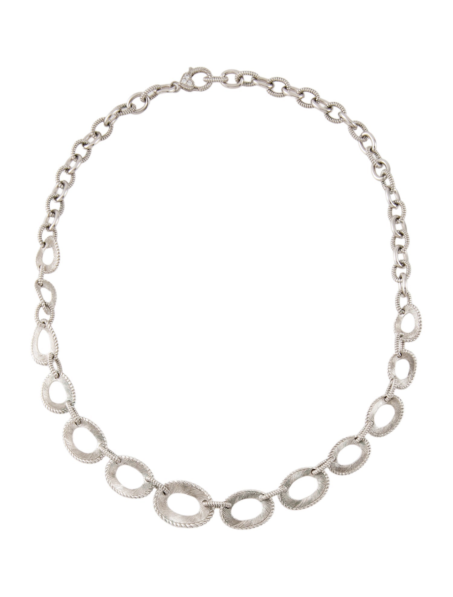 Judith Ripka Cubic Zirconia Textured Chain Link Necklace