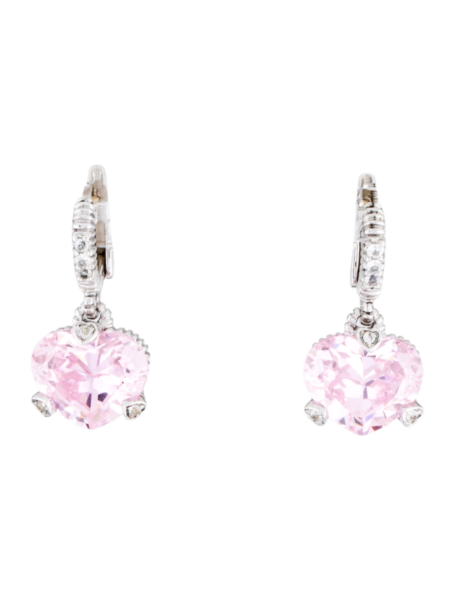 Judith Ripka Cubic Zirconia & Sapphire Heart Drop Earrings