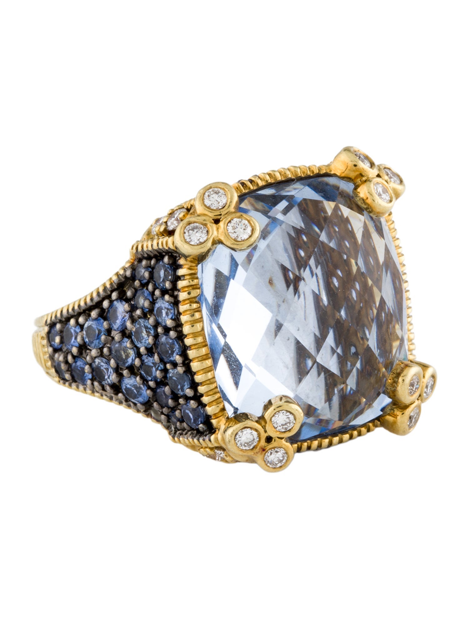 Judith Ripka 18K Synthetic Quartz, Sapphire & Diamond Cocktail Ring