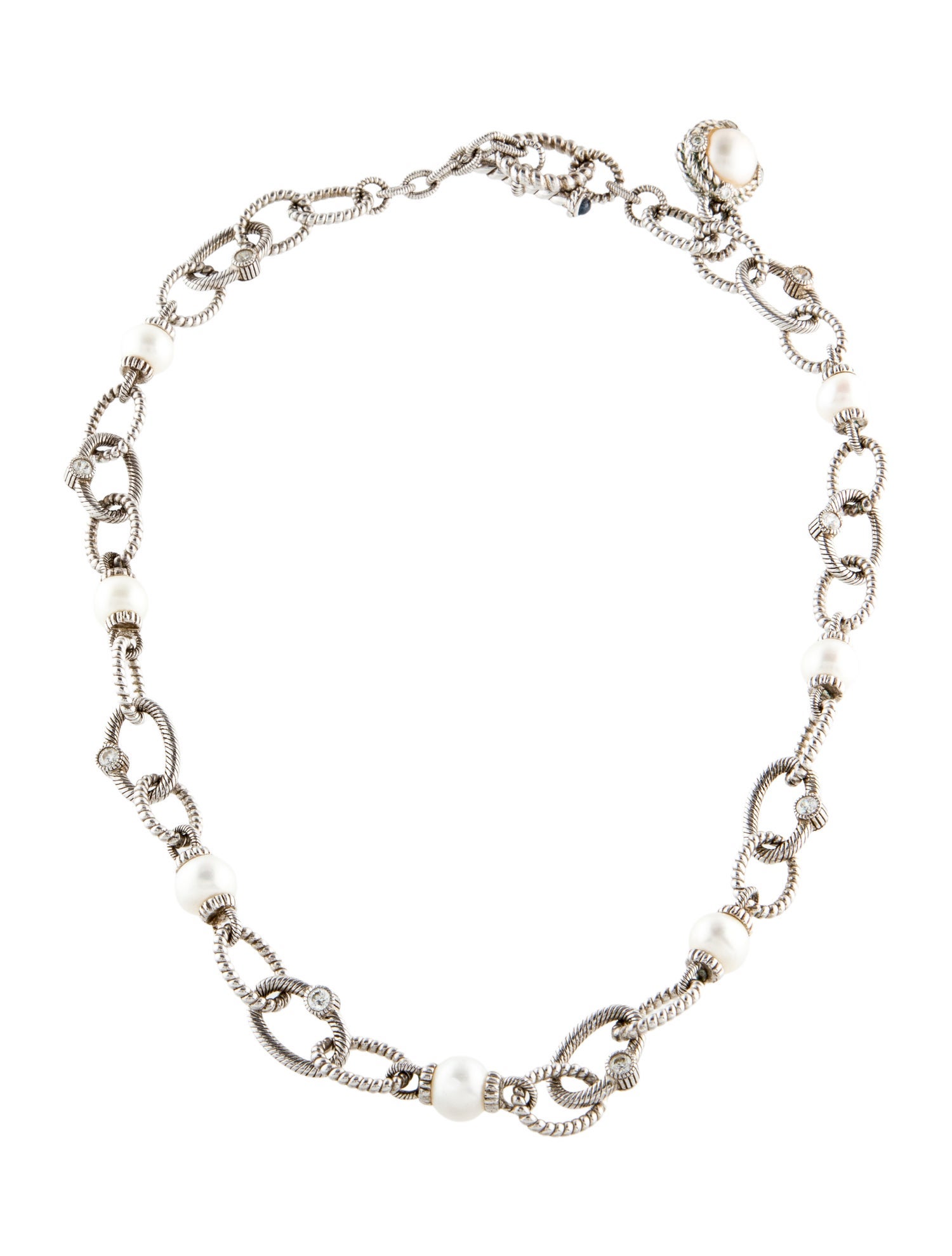 Judith Ripka Pearl, Sapphire & Cubic Zirconia Chain Necklace