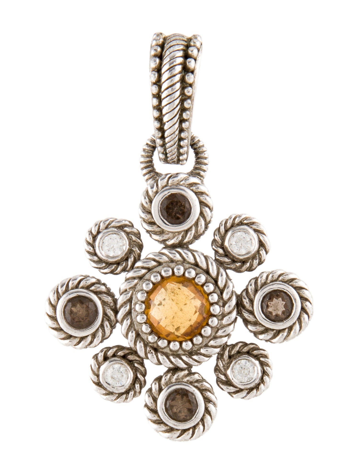 Judith Ripka Citrine, Smoky Quartz & Cubic Zirconia Pendant