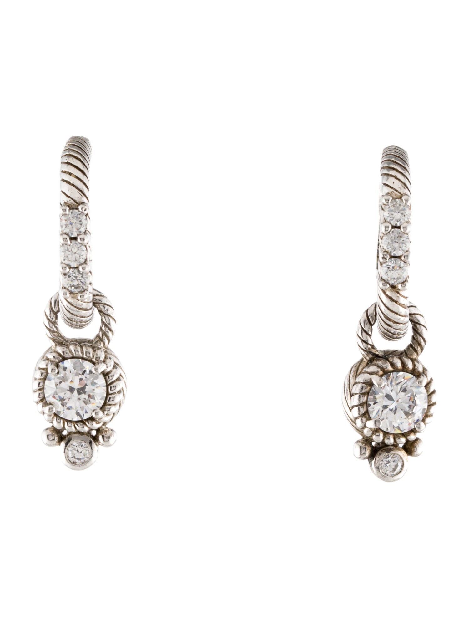 Judith Ripka Cubic Zirconia Hoop Drop Earrings