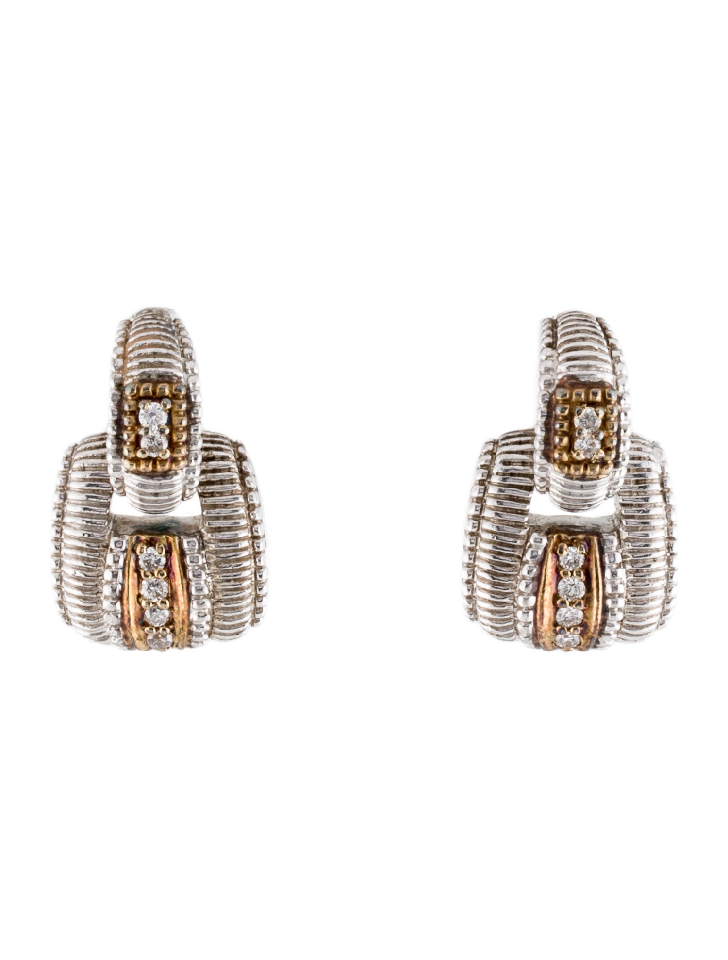 Judith Ripka Diamond Two-Tone Earclips