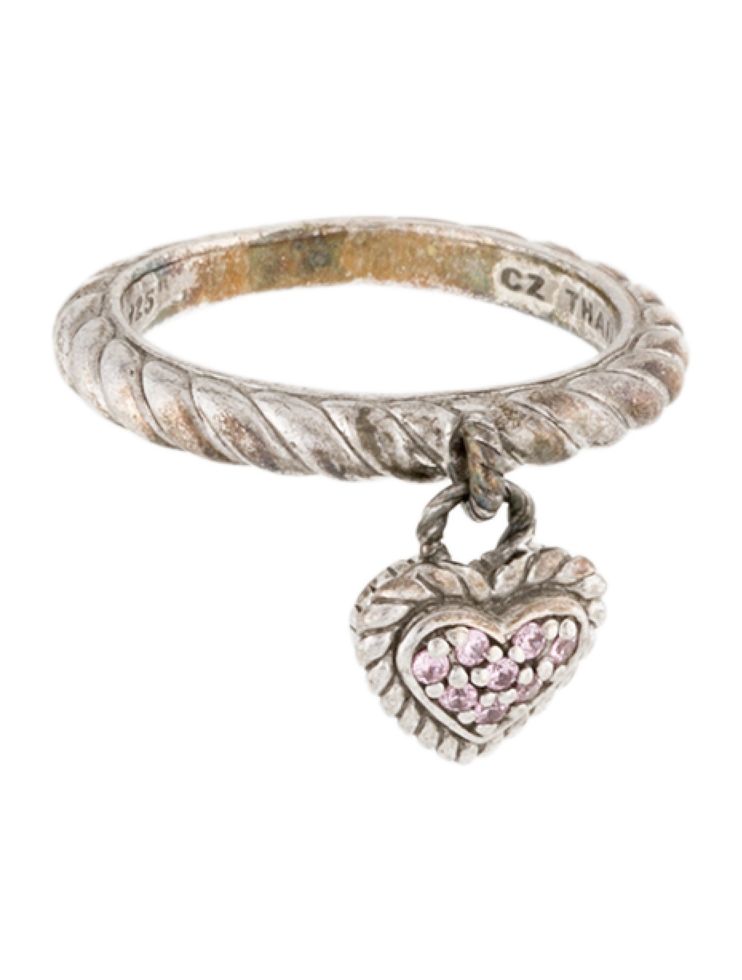 Judith Ripka Cubic Zirconia Heart Dangle Band Ring