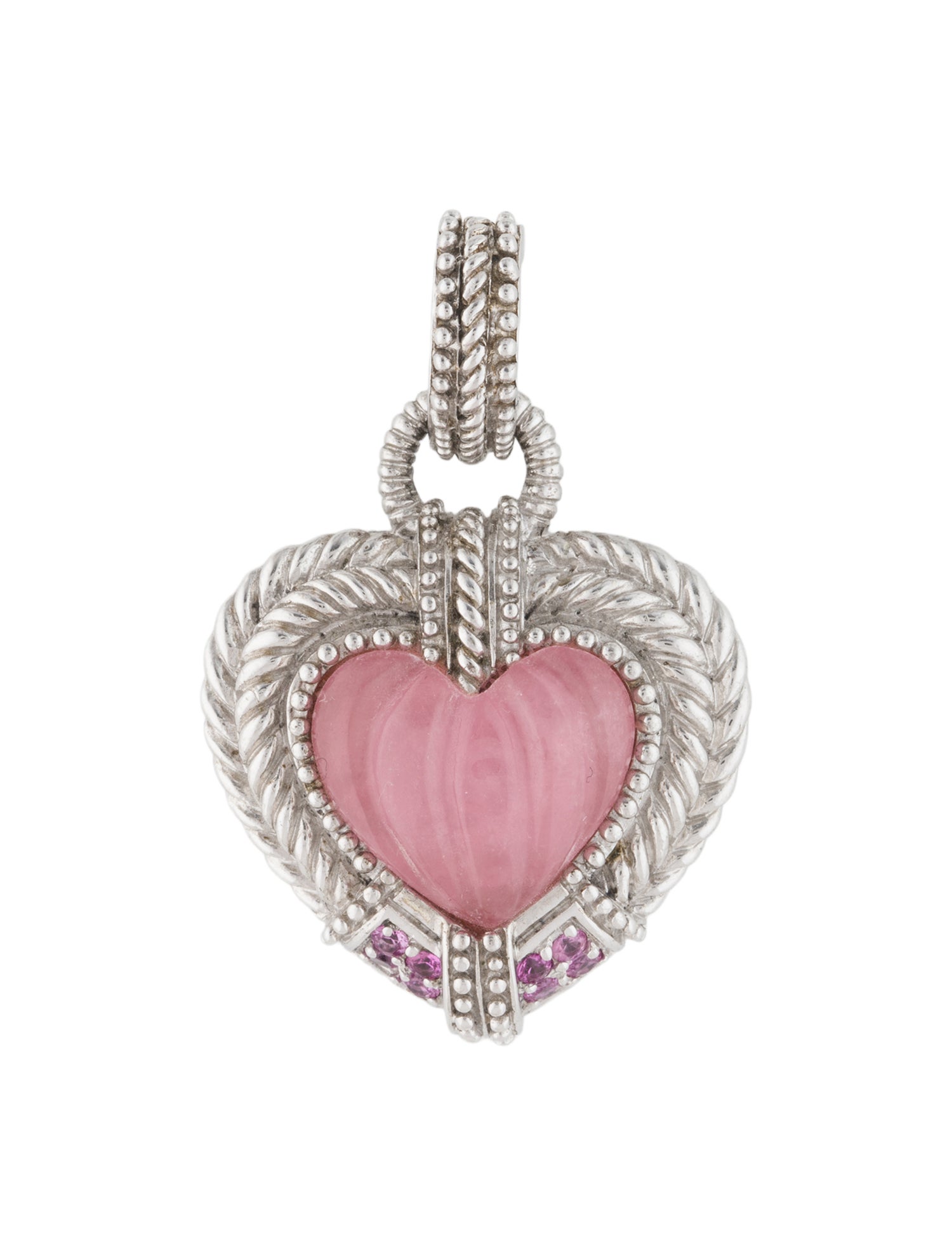 Judith Ripka Sapphire & Dyed Quartzite Heart Pendant