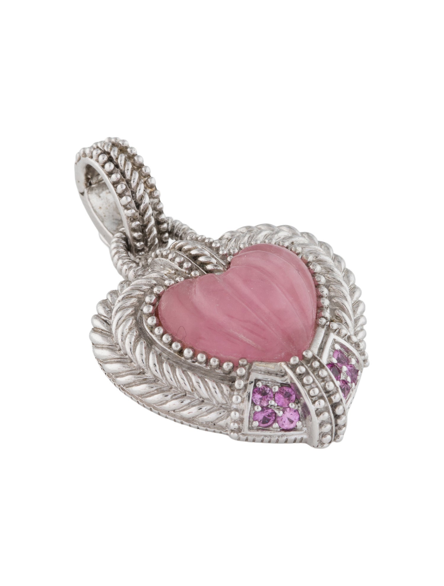 Judith Ripka Sapphire & Dyed Quartzite Heart Pendant