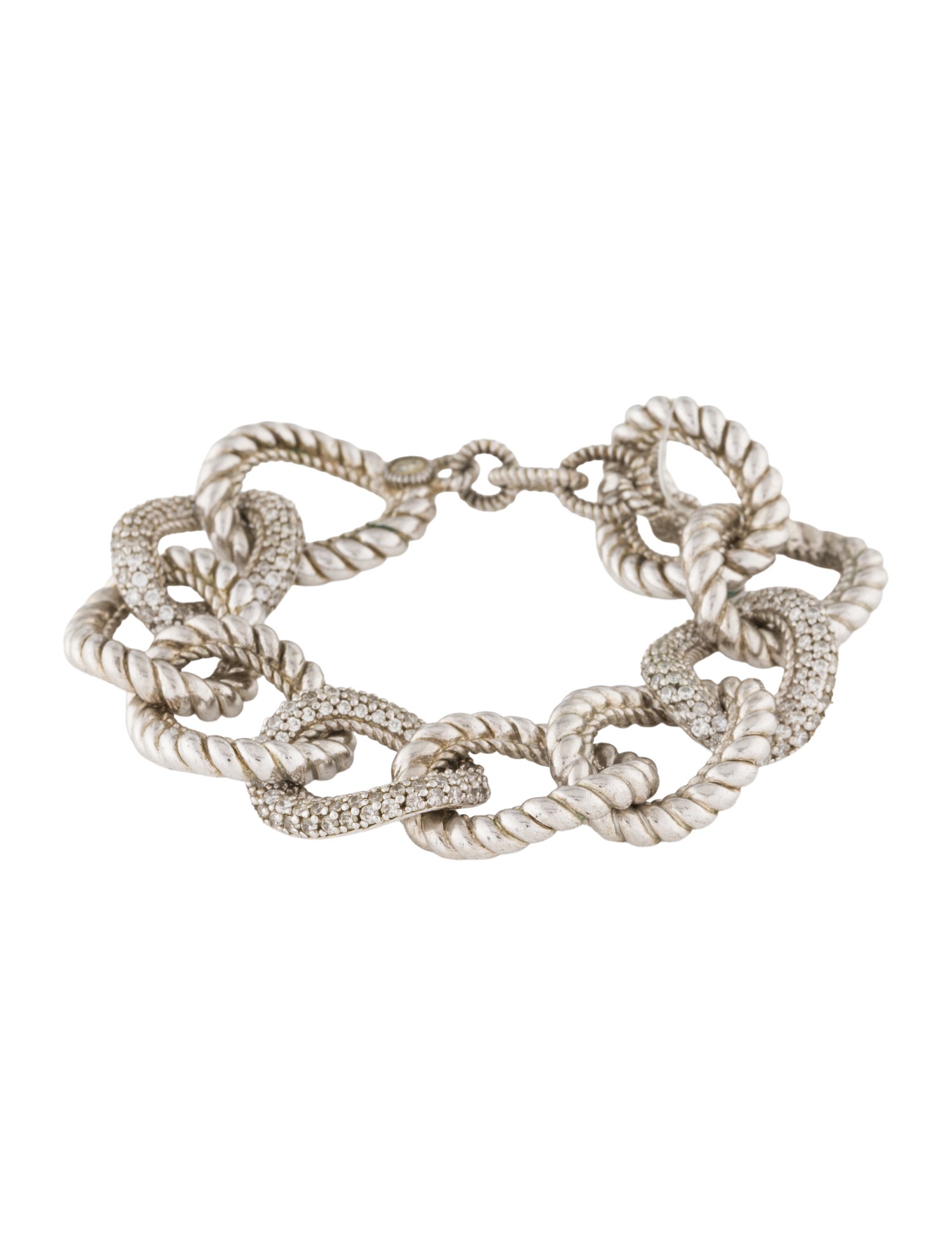 Judith Ripka Emerald & Cubic Zirconia Link Bracelet