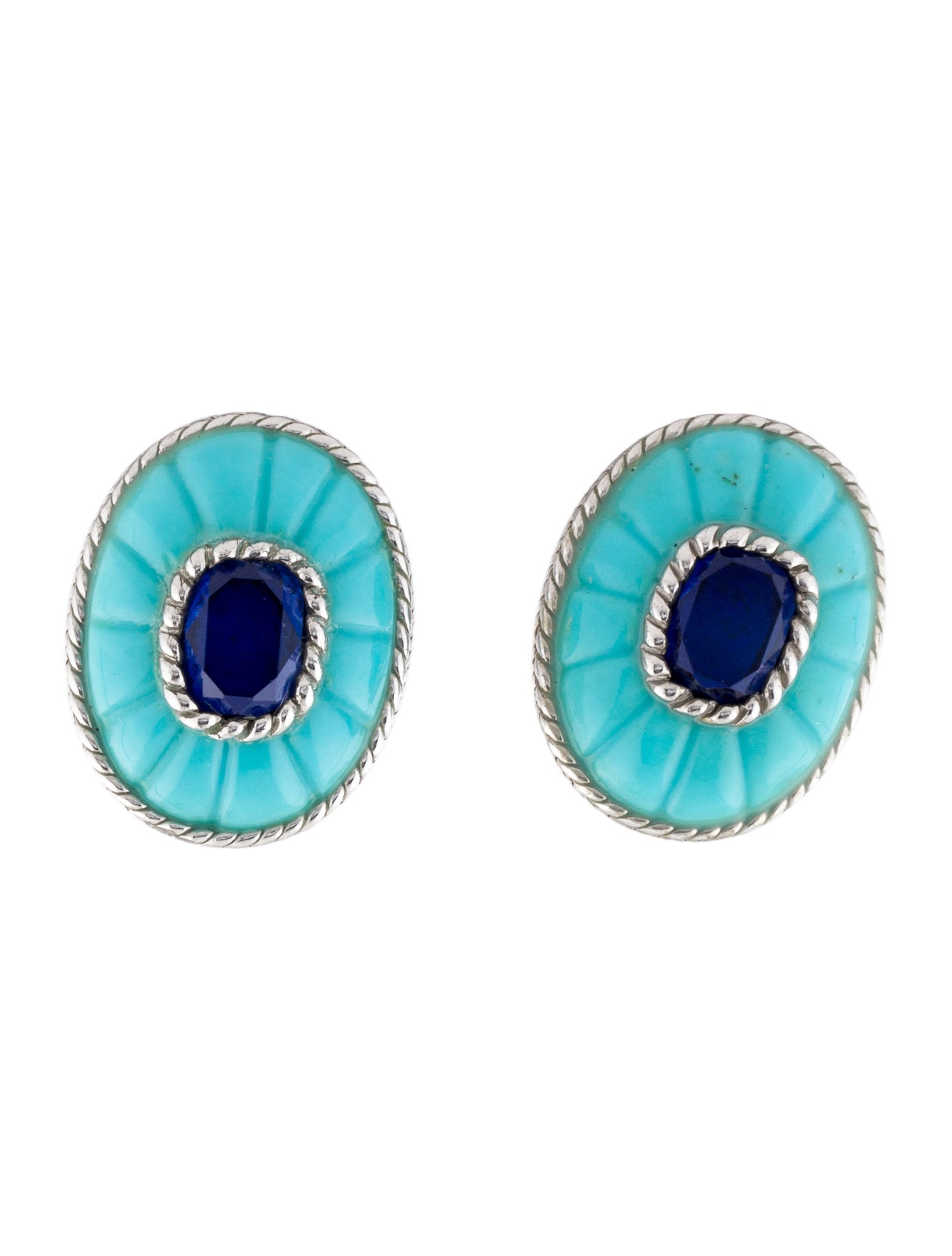Judith Ripka Turquoise & Cubic Zirconia Earclip Earrings