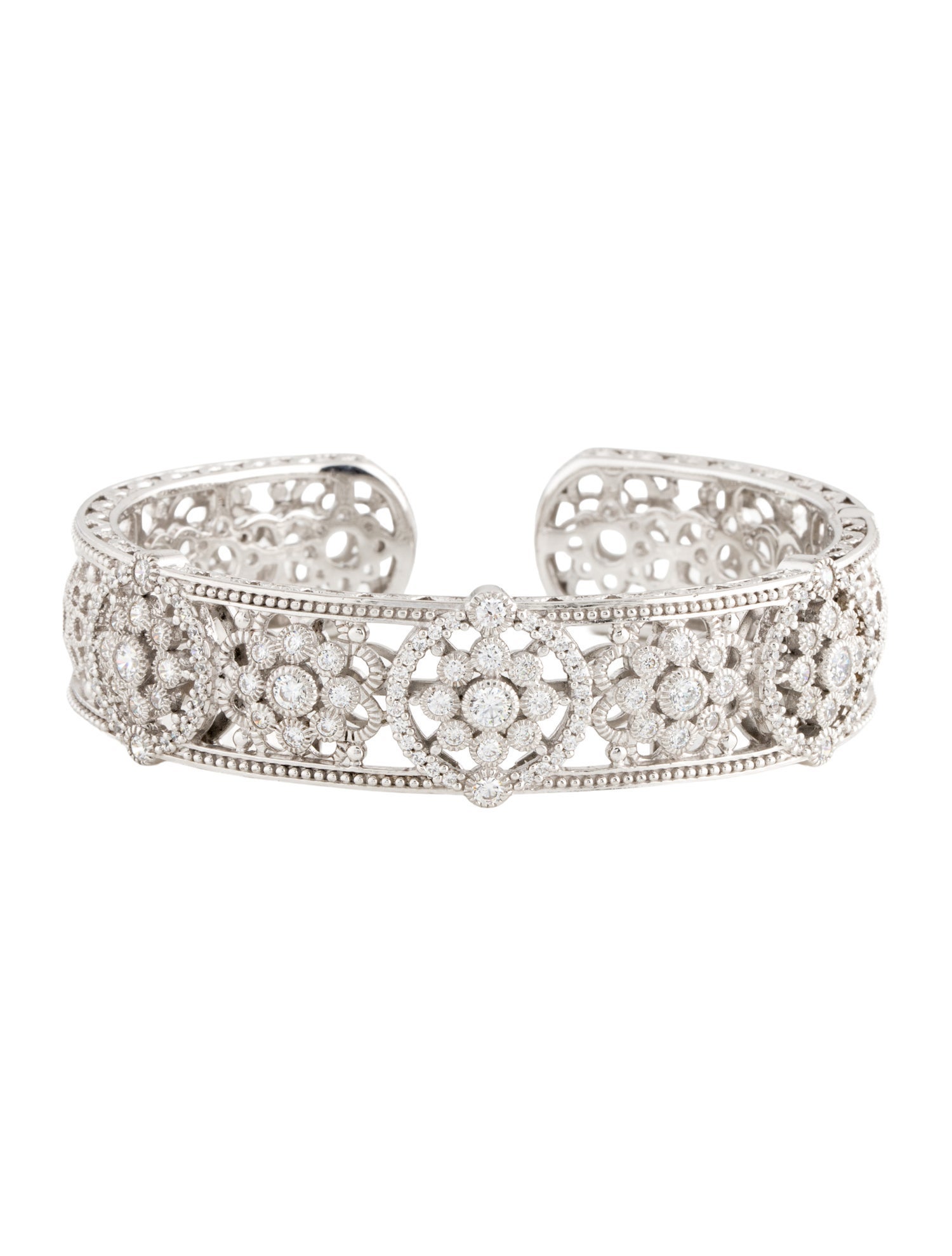 Judith Ripka Cubic Zirconia Floral Garland HInged Cuff