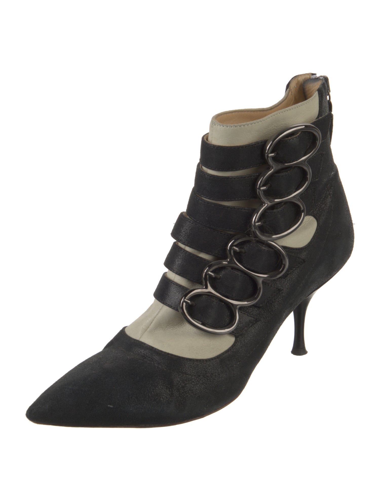 Jerome C. Rousseau Suede Colorblock Pattern Lace-Up Boots