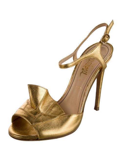 Jerome C. Rousseau Leather Animal Print Slingback Pumps