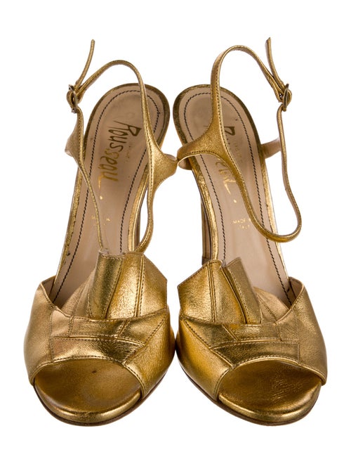 Jerome C. Rousseau Leather Animal Print Slingback Pumps