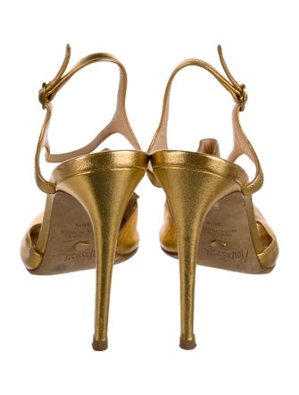 Jerome C. Rousseau Leather Animal Print Slingback Pumps