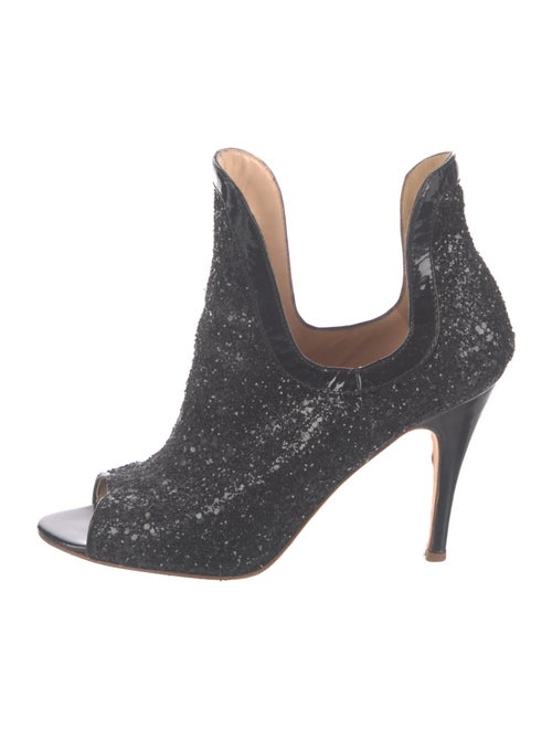 Jerome C. Rousseau Glitter Leather Trim Embellishment Sandals