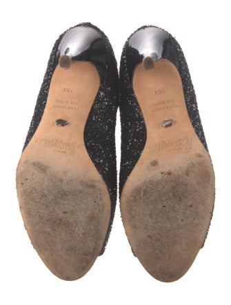 Jerome C. Rousseau Glitter Leather Trim Embellishment Sandals