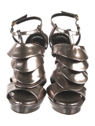 Jerome C. Rousseau Leather T-Strap Sandals