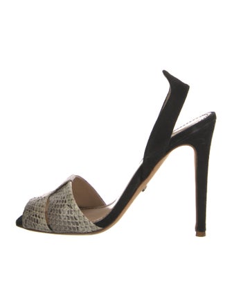 Jerome C. Rousseau Suede Animal Print Slingback Sandals