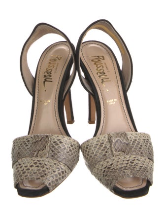 Jerome C. Rousseau Suede Animal Print Slingback Sandals