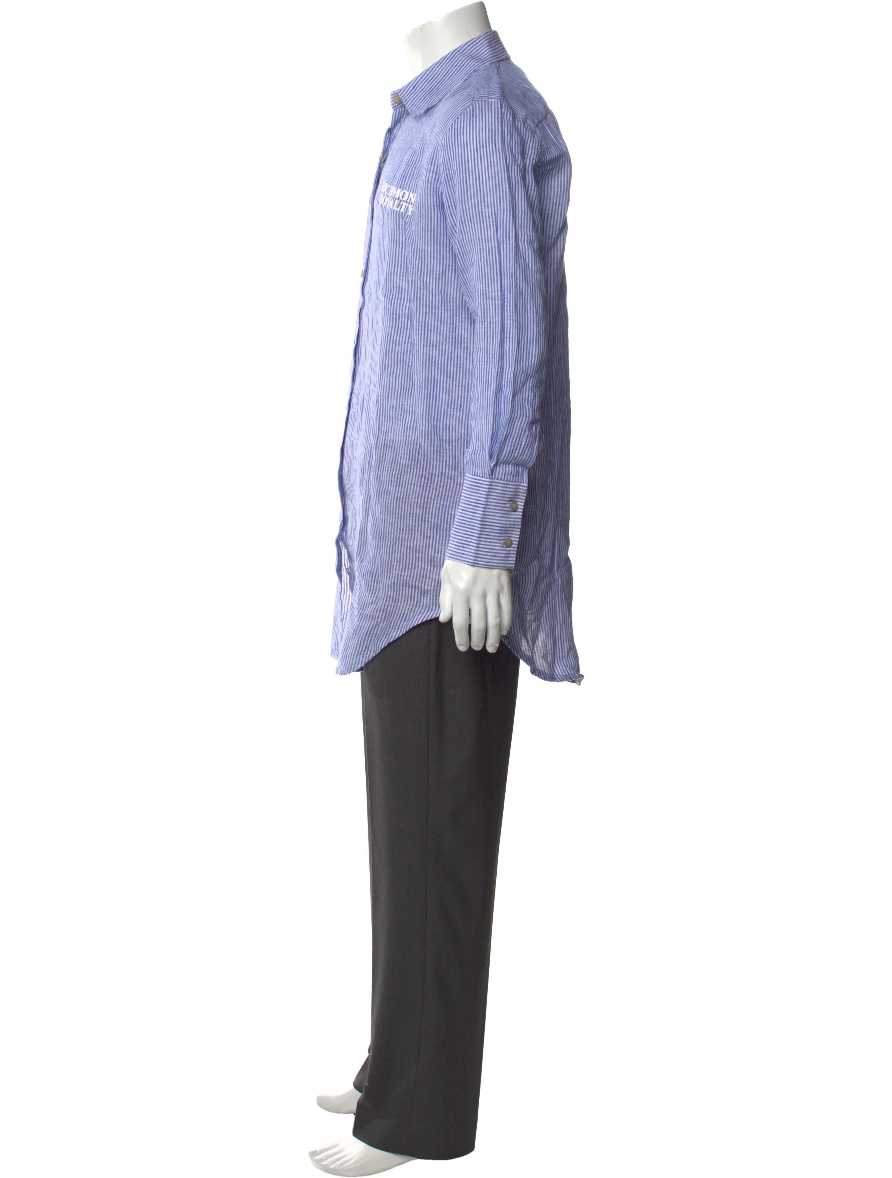 John Richmond Linen Striped Dress Shirt