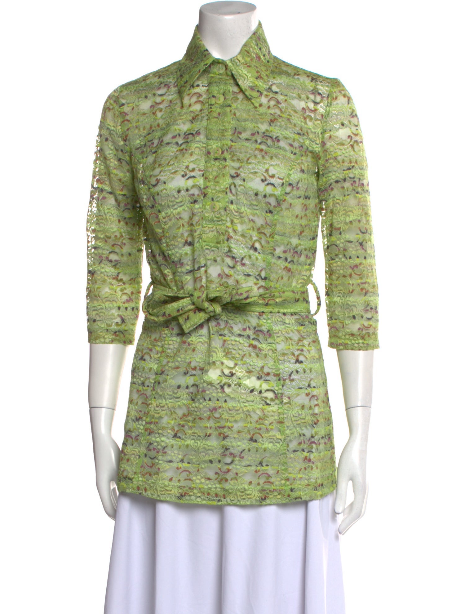 John Richmond Printed Three-Quarter Sleeve Button-Up Top