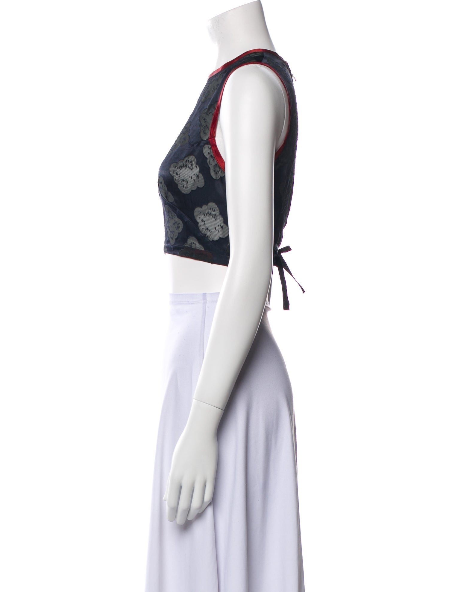 John Richmond Lace Pattern Crew Neck Crop Top