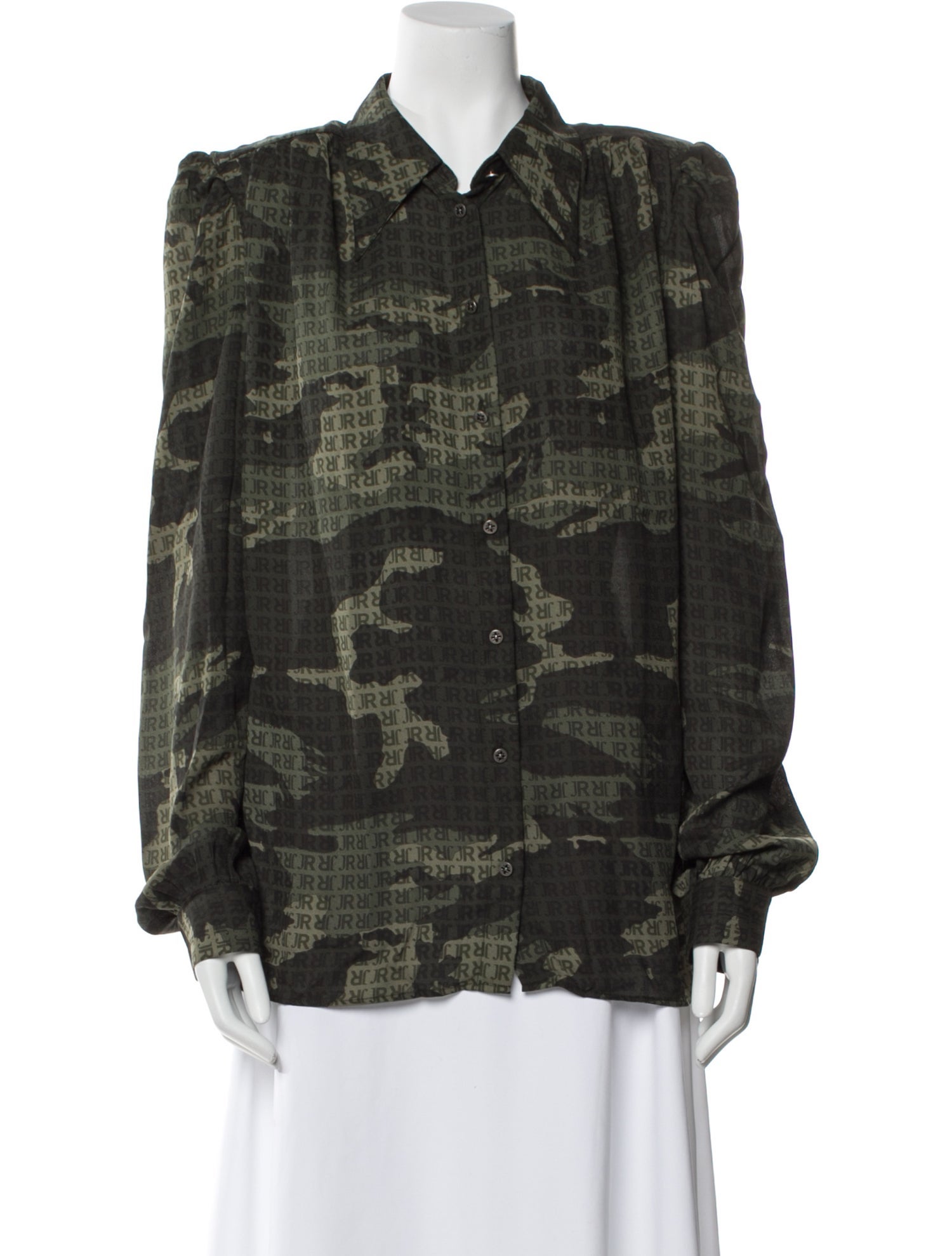 John Richmond Printed Long Sleeve Button-Up Top w/ Tags