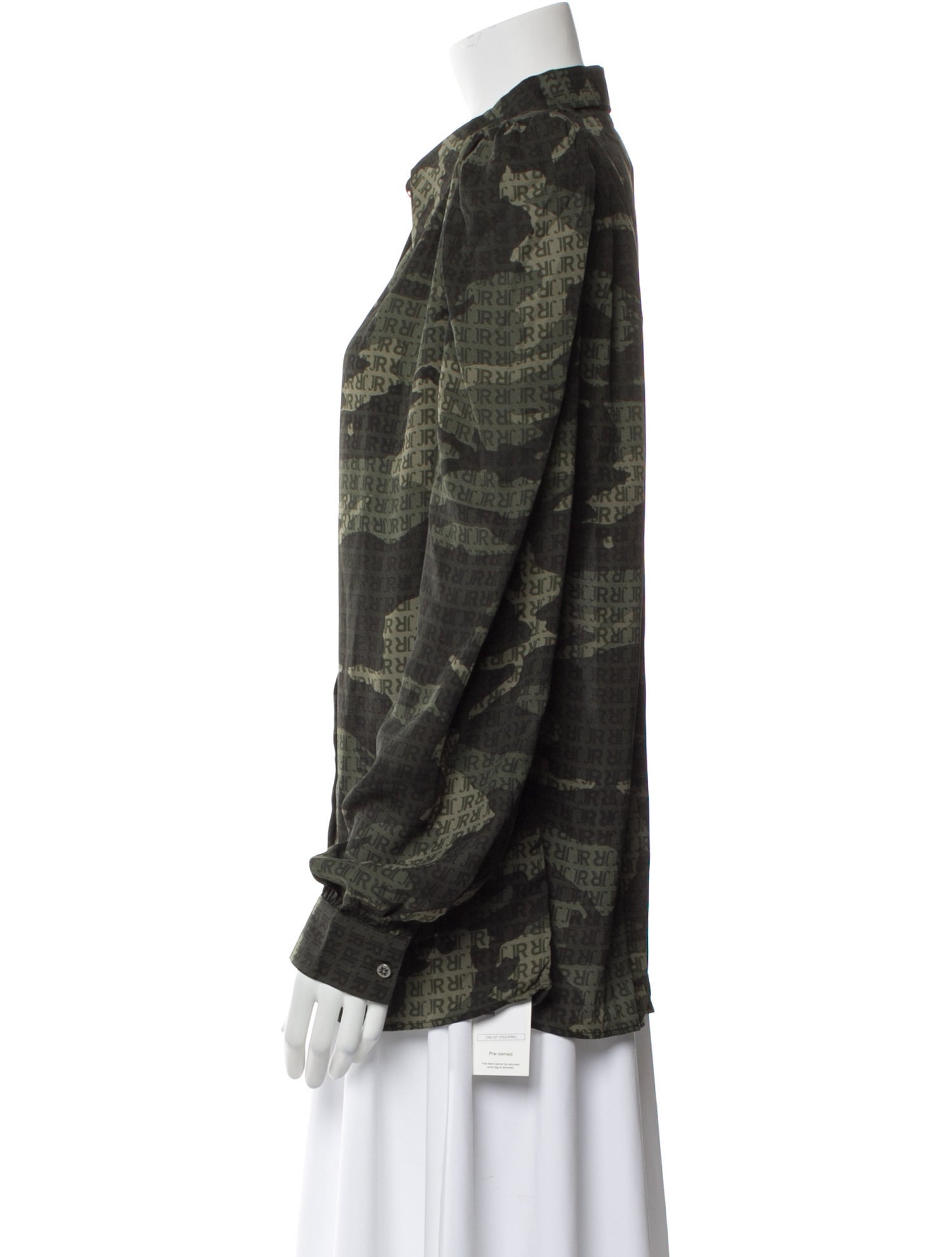 John Richmond Printed Long Sleeve Button-Up Top w/ Tags