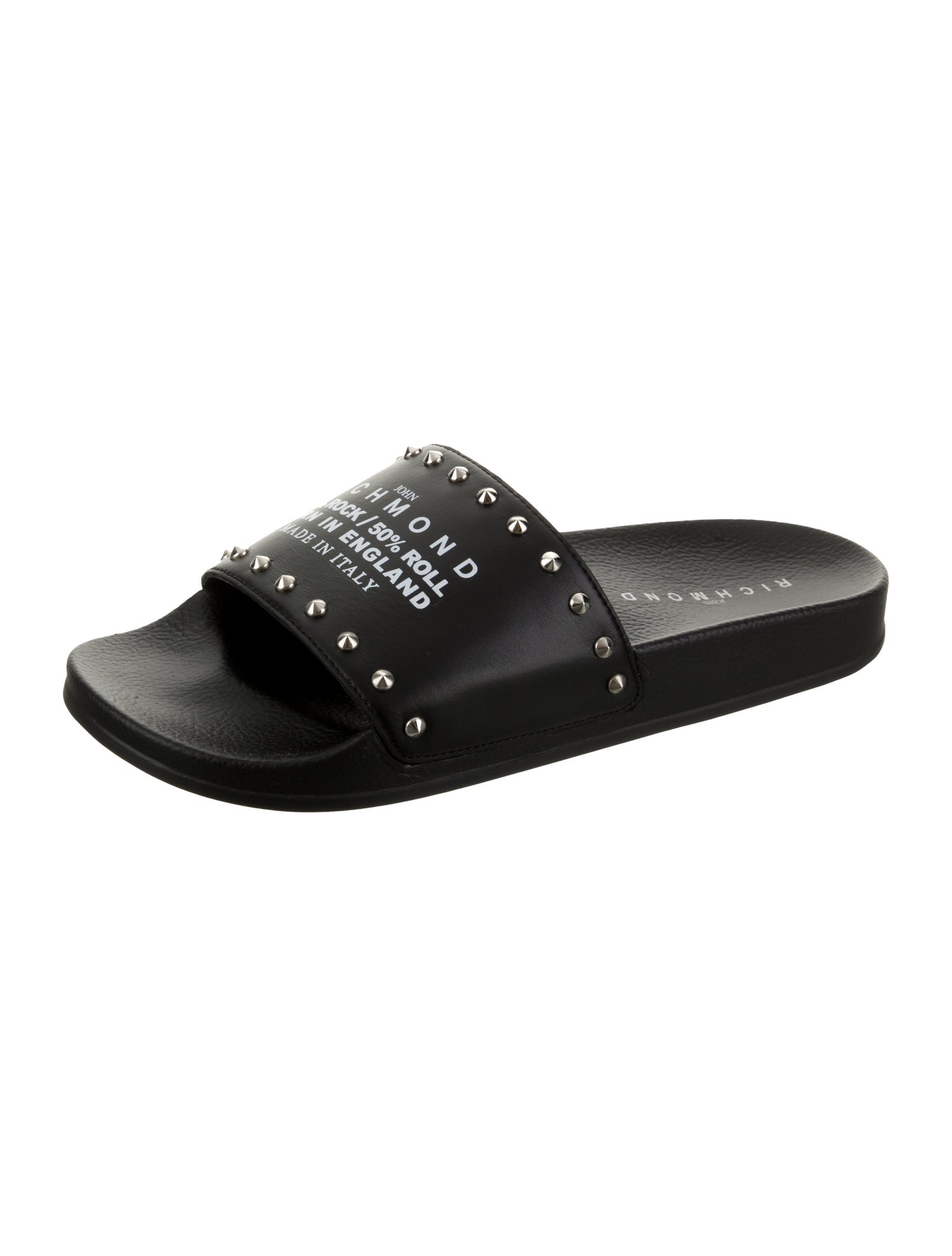 John Richmond Leather Studded Accents Slides
