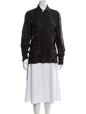 Pre-owned John Richmond Paisley Print Long Sleeve Top In Blue