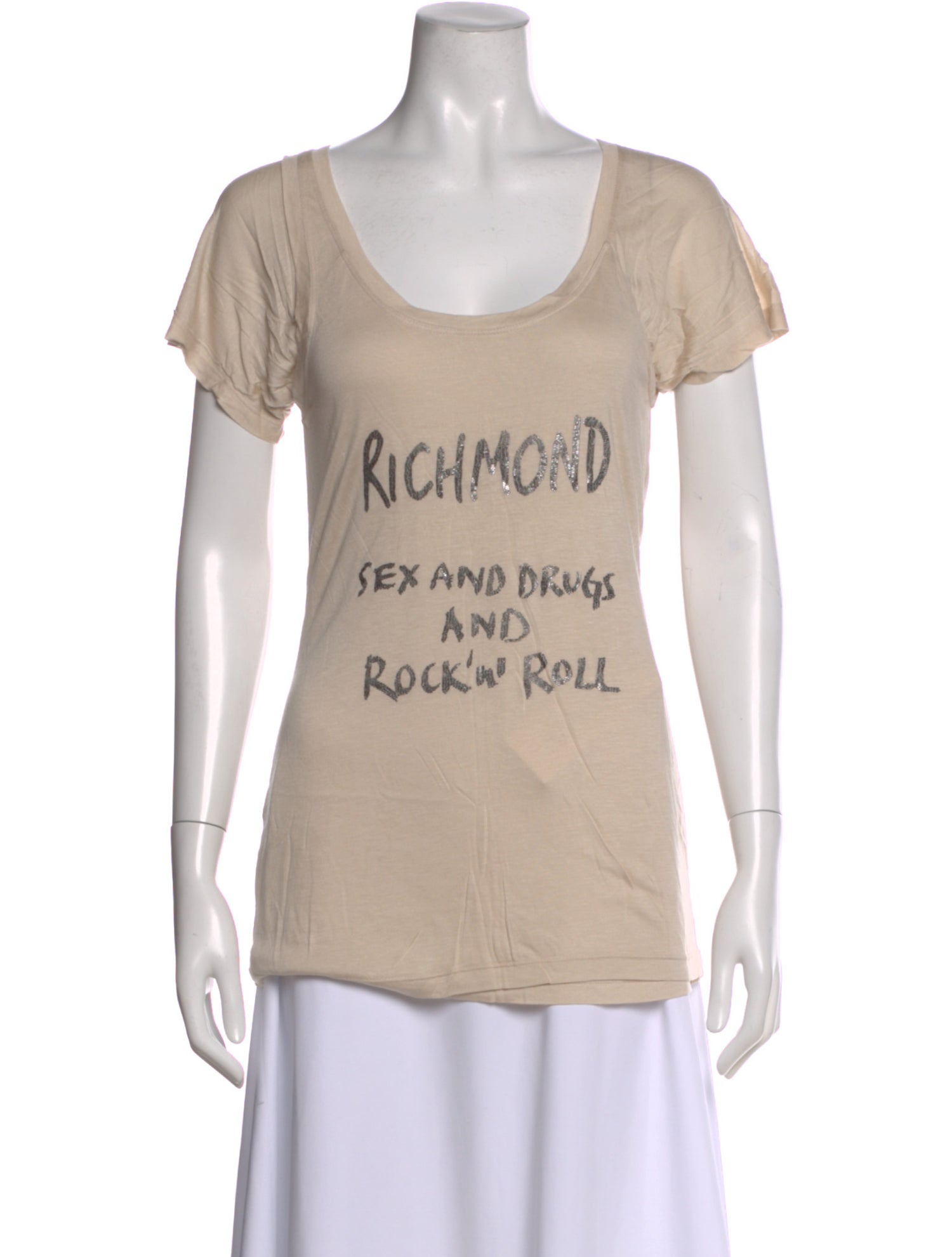 John Richmond Graphic Print Scoop Neck T-Shirt w/ Tags