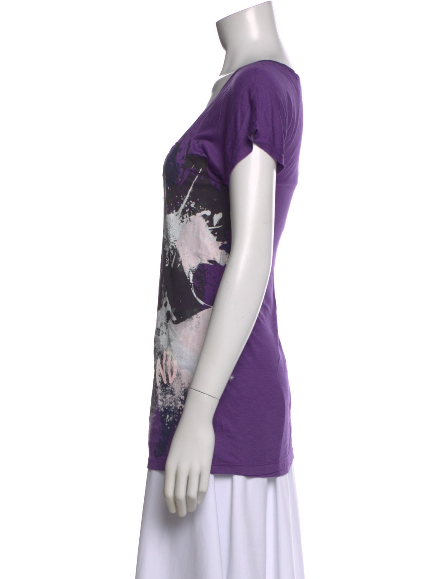 John Richmond Linen Graphic Print T-Shirt w/ Tags