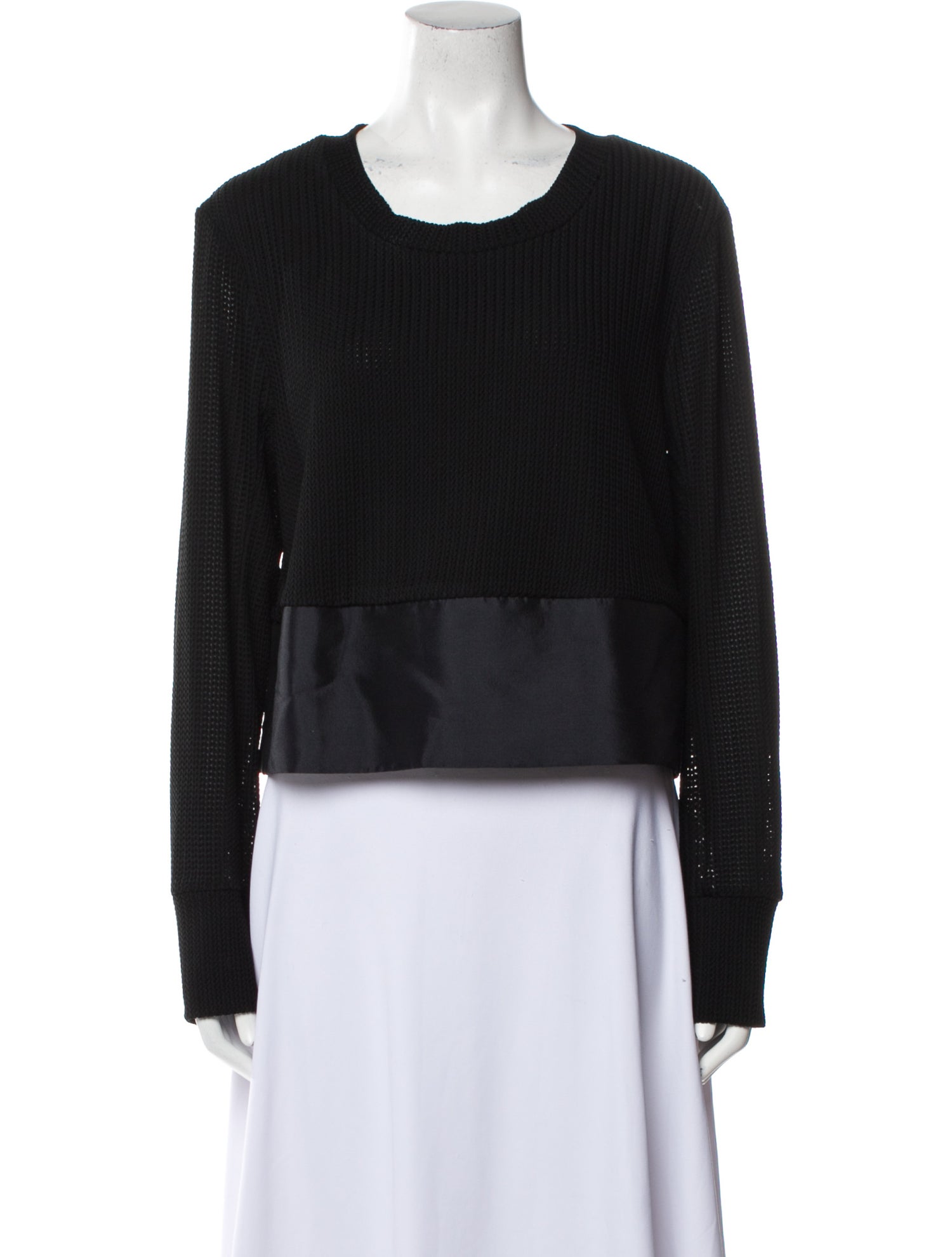 Jasmin Shokrian Scoop Neck Long Sleeve Crop Top