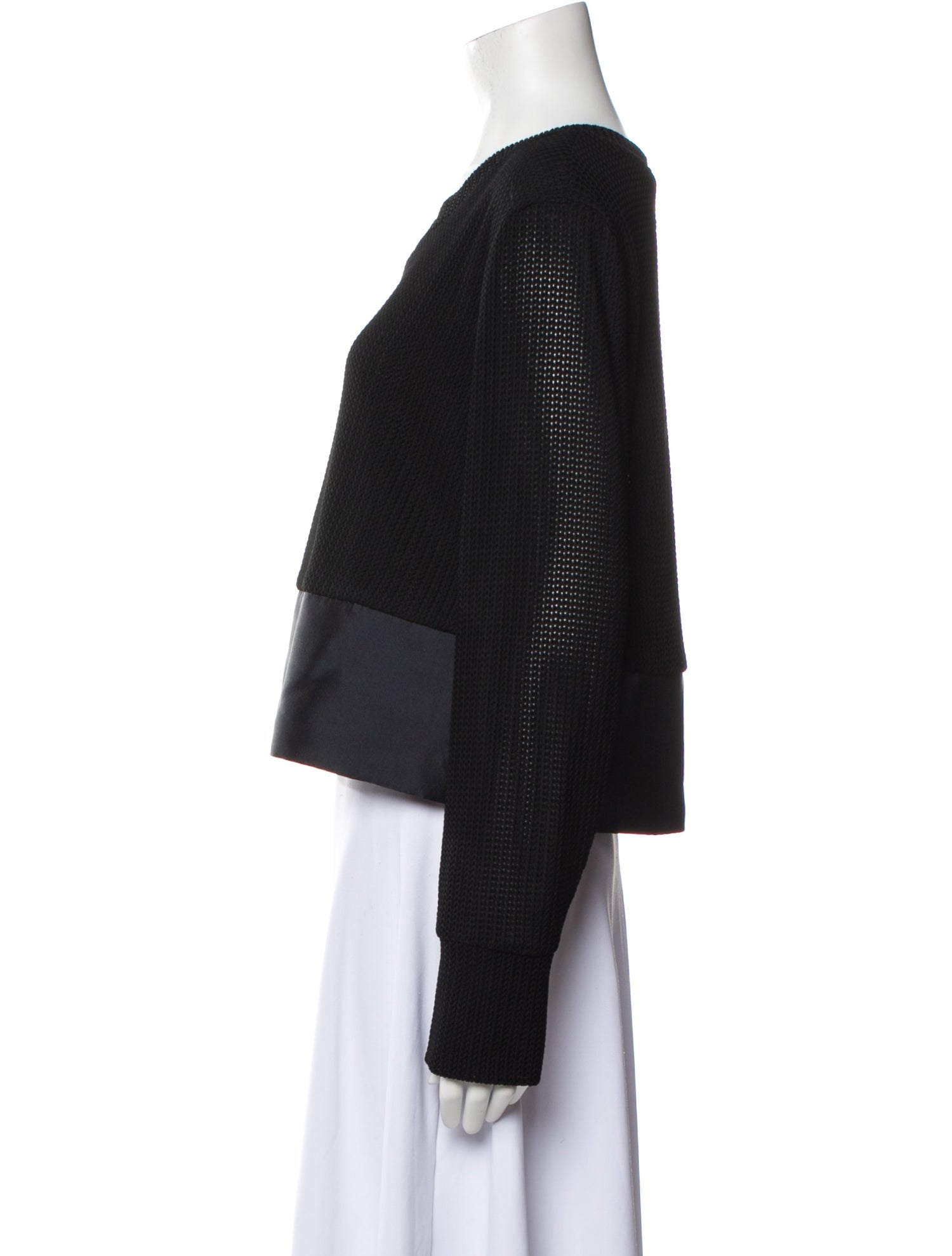 Jasmin Shokrian Scoop Neck Long Sleeve Crop Top