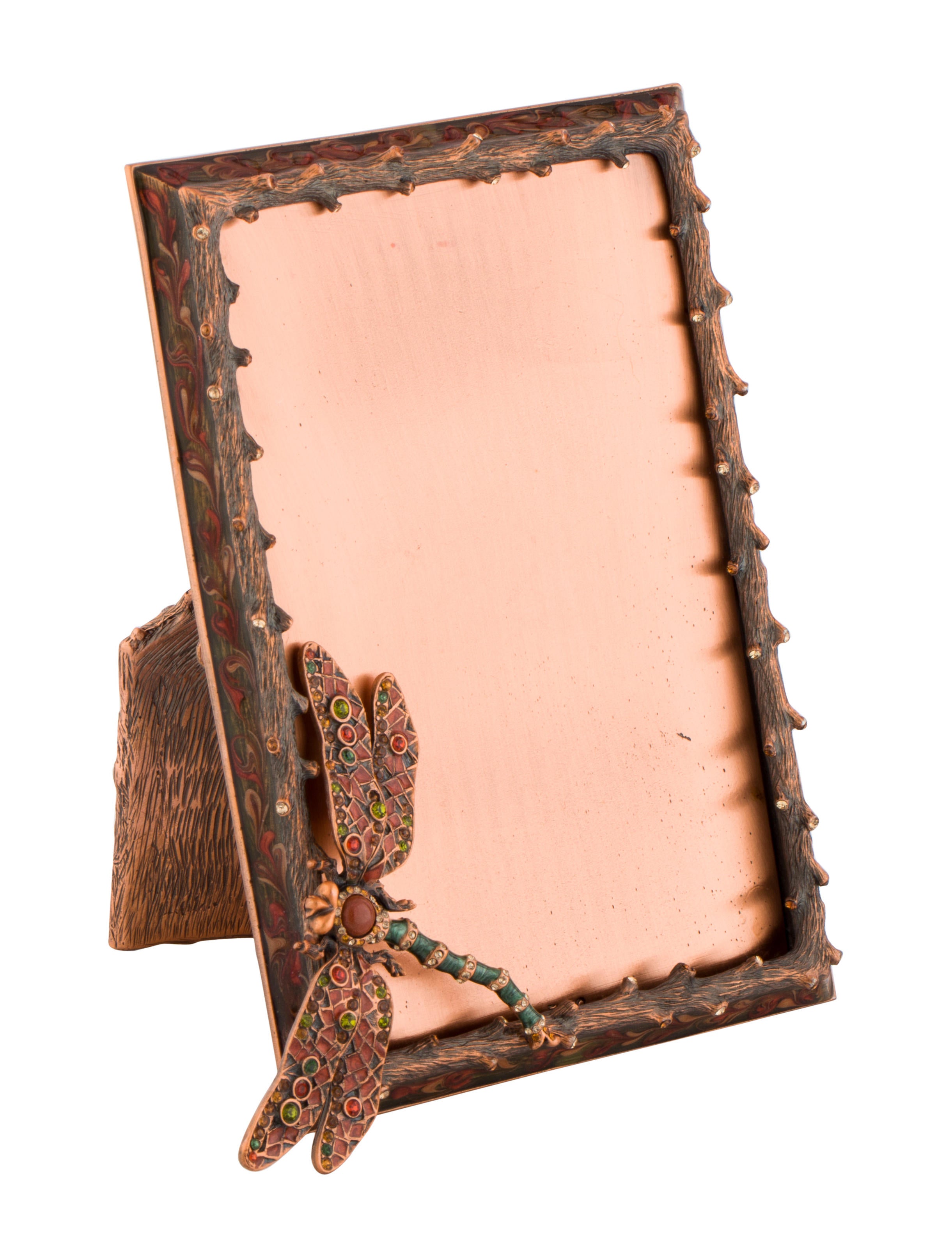 Jay Strongwater Embellished Enamel Dragonfly Picture Frame Brown