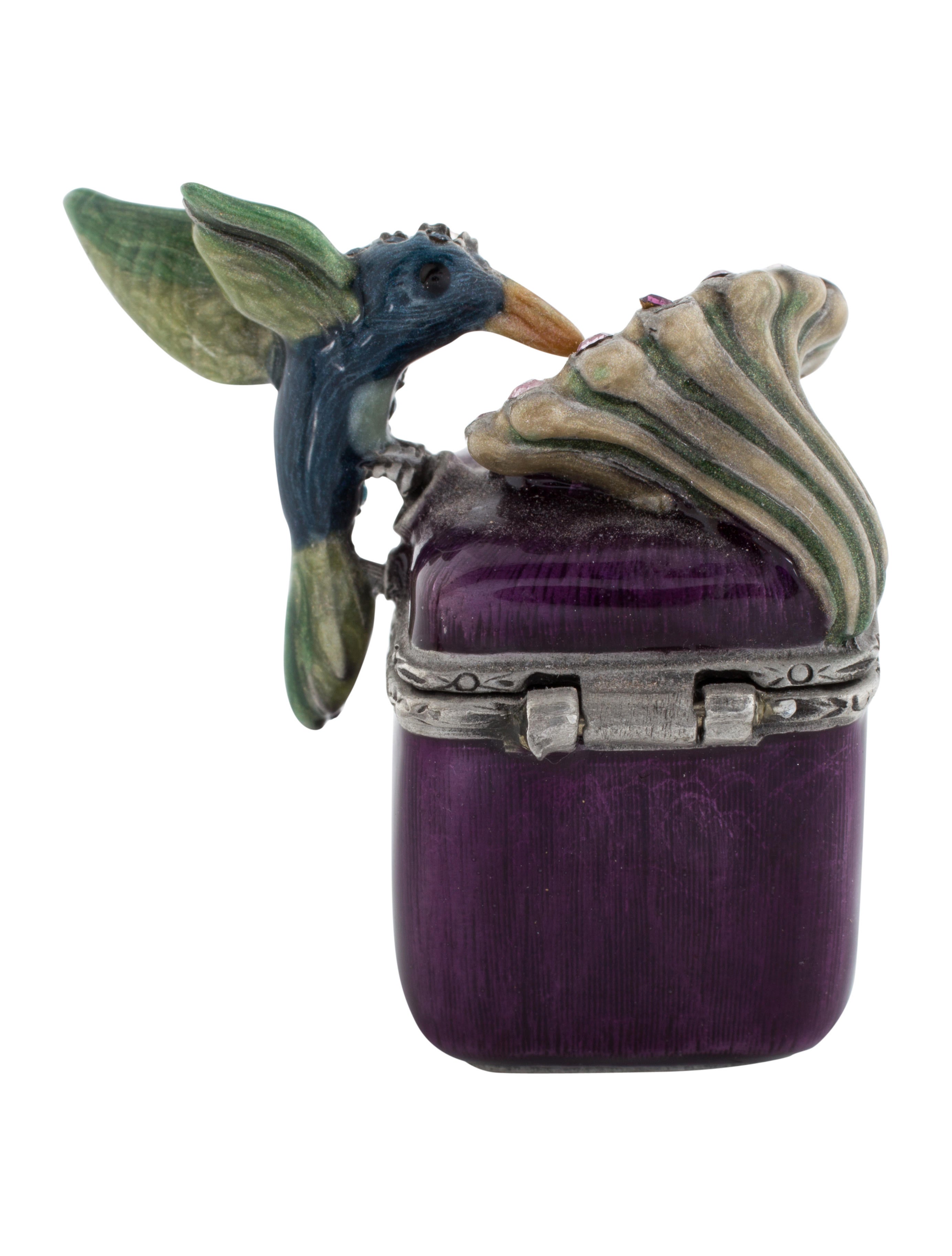 Jay Strongwater Hummingbird Trinket Box - Purple Decorative 