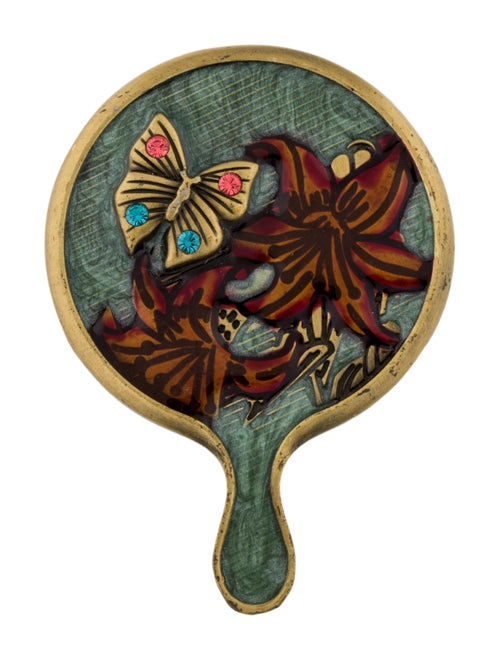 Jay Strongwater Embellished Compact Mirror Gold