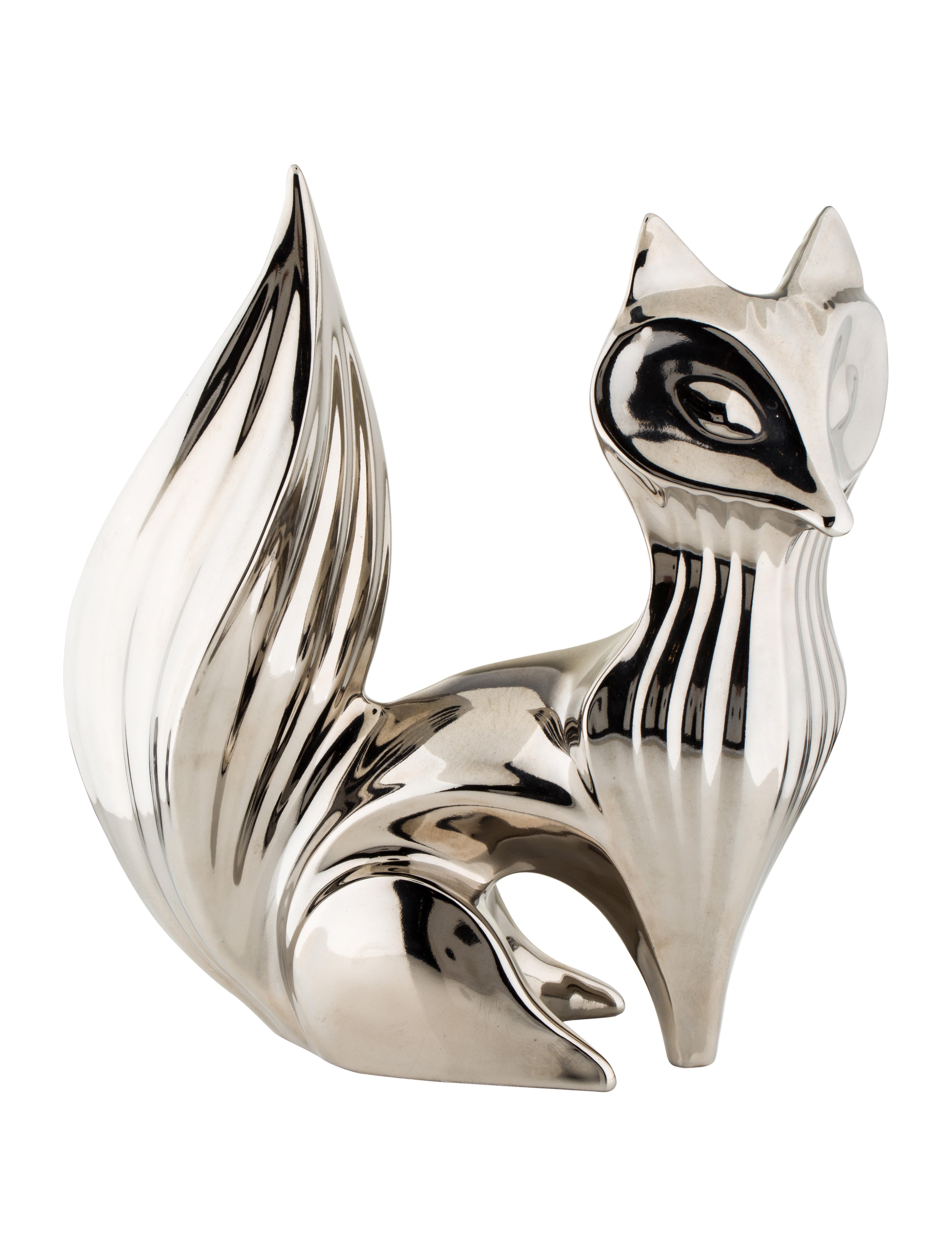Jonathan Adler Metallic Ceramic Fox - Silver - JTADL20179 | The