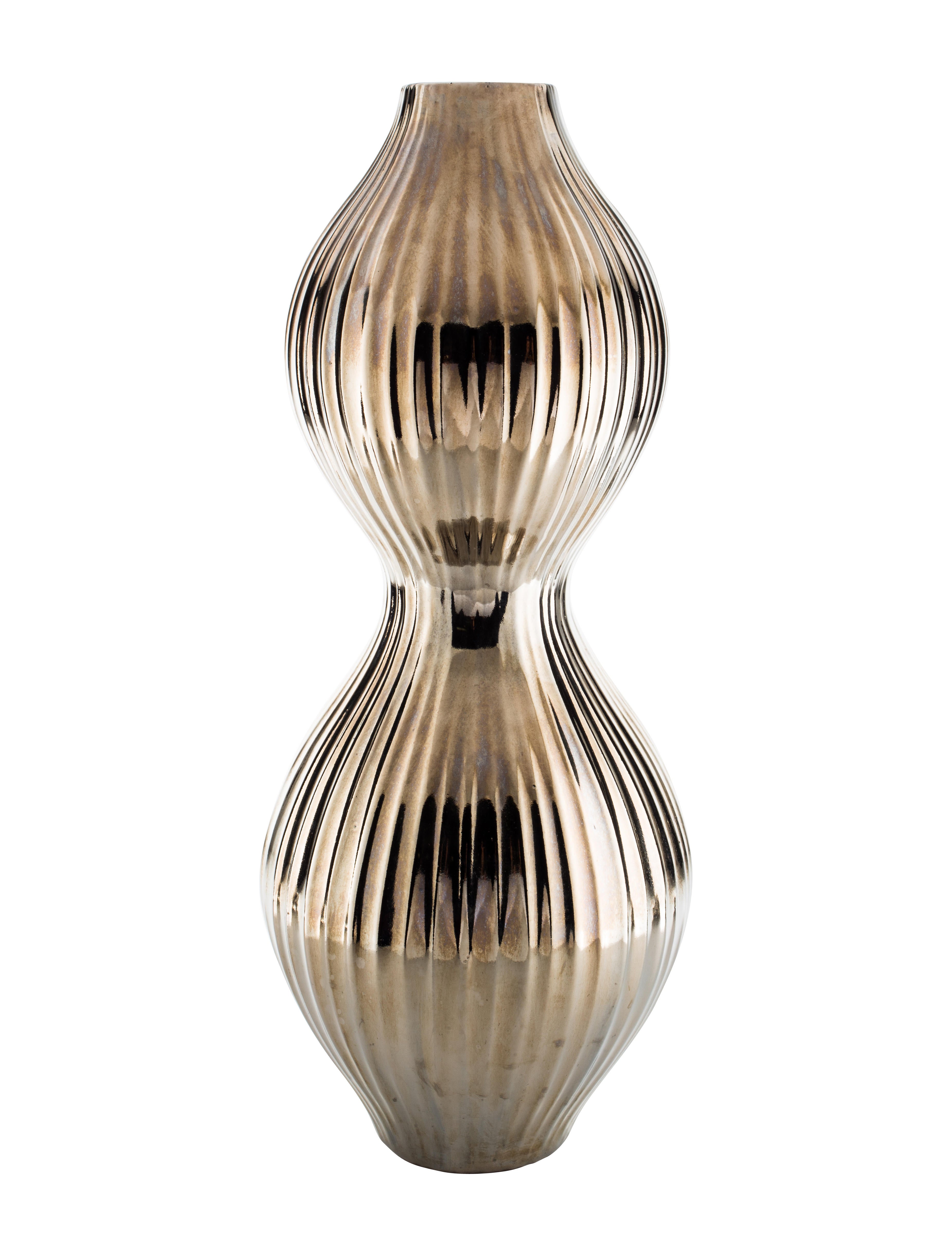 Jonathan Adler Platinum Tamarind Relief Vase Metallic Decorative